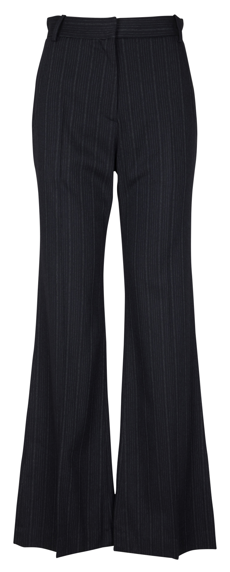 Pantalon large en laine mélangée rayé MARGAUX LONNBERG Bleu