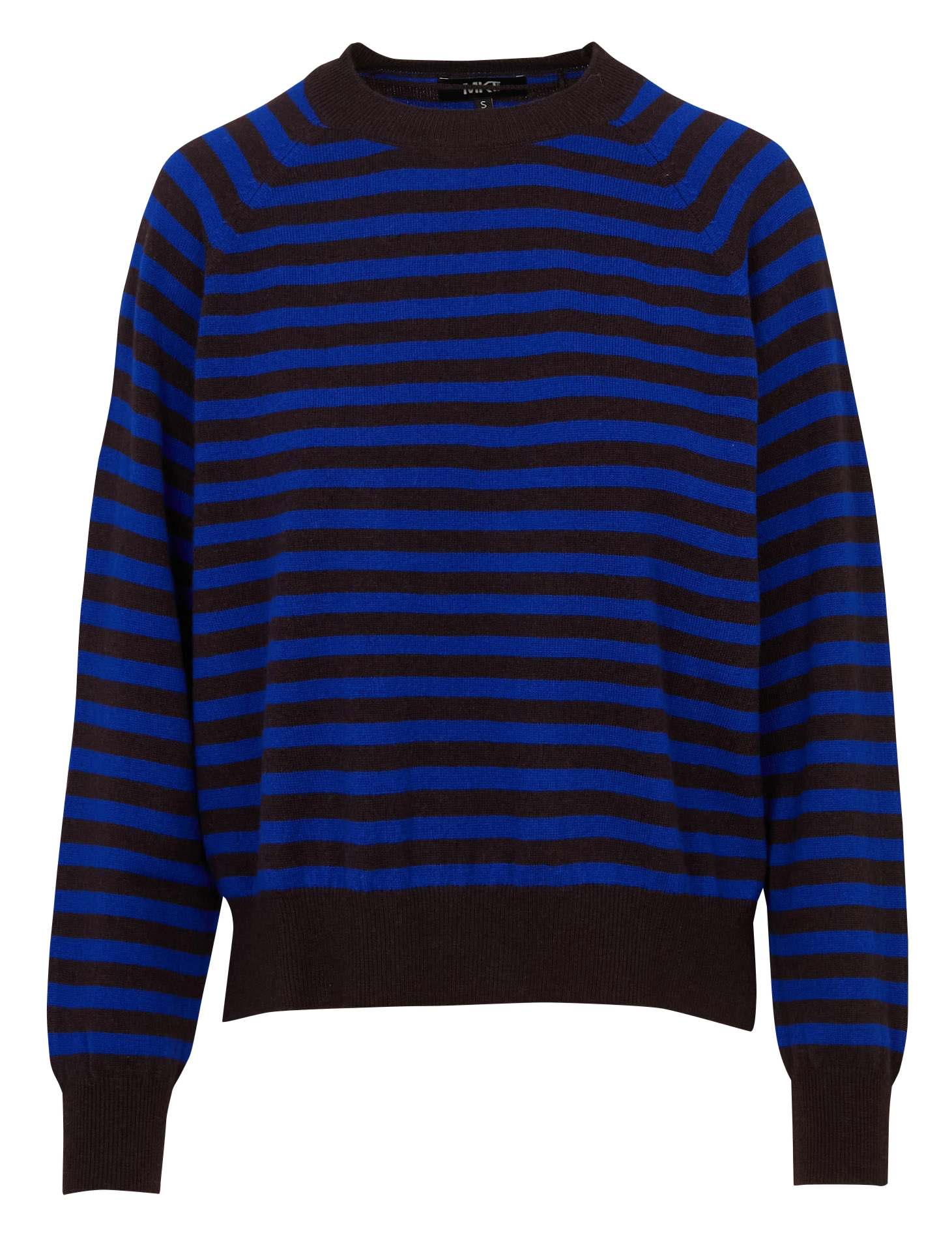 Oversized round neck striped Merino wool sweater MKT Brown