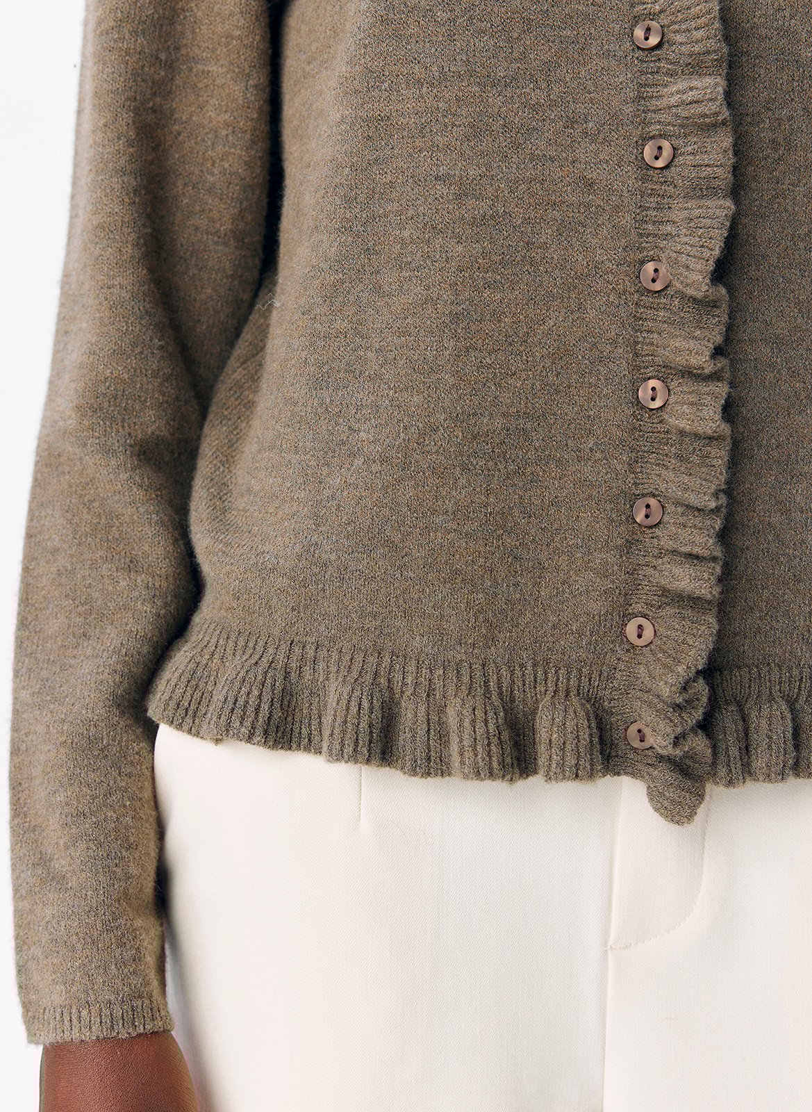 Round-neck cardigan OBJECT Brown