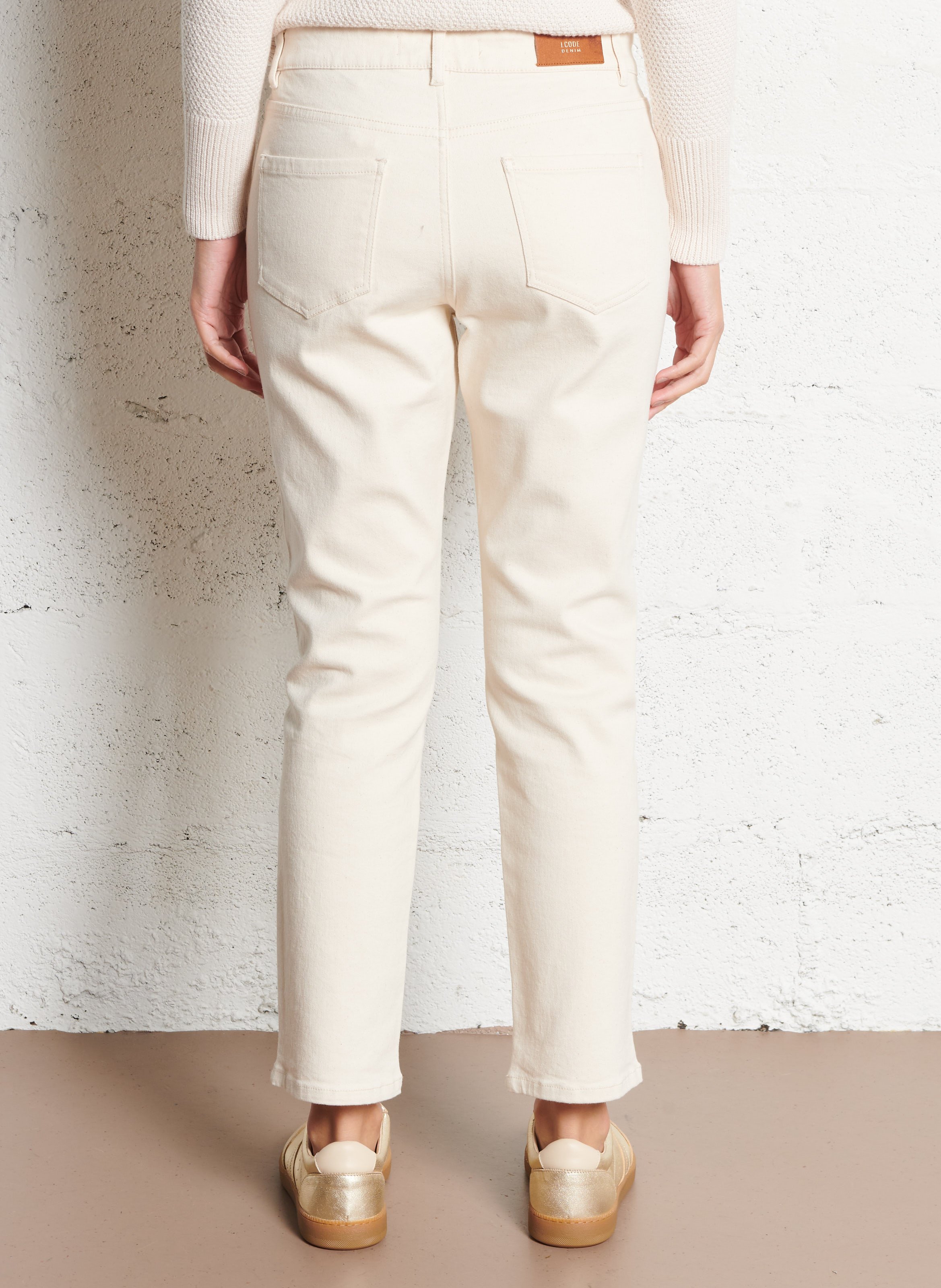 Jean droit en coton mélangé I CODE Blanc