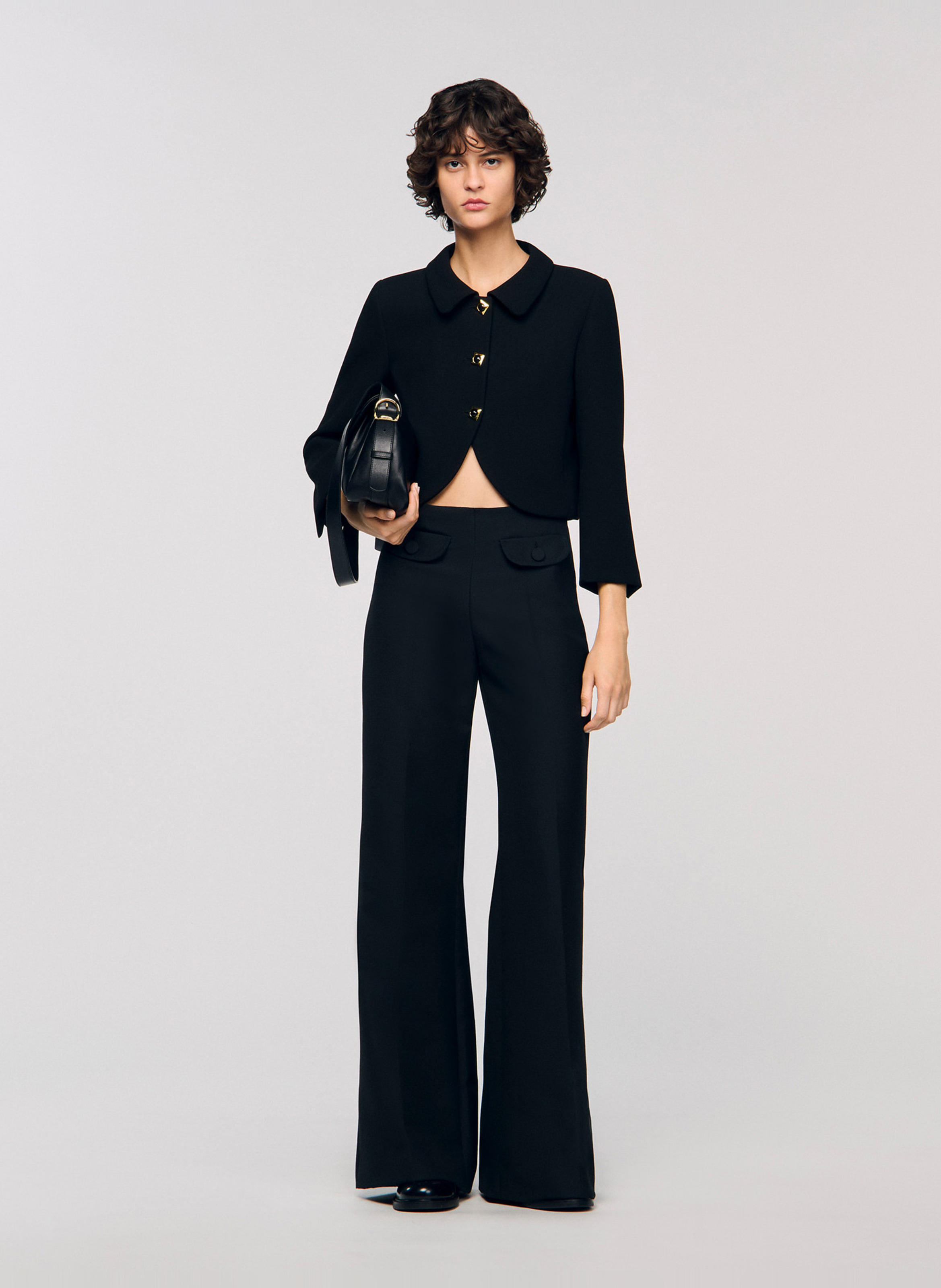 High-waisted flared pants SANDRO Black