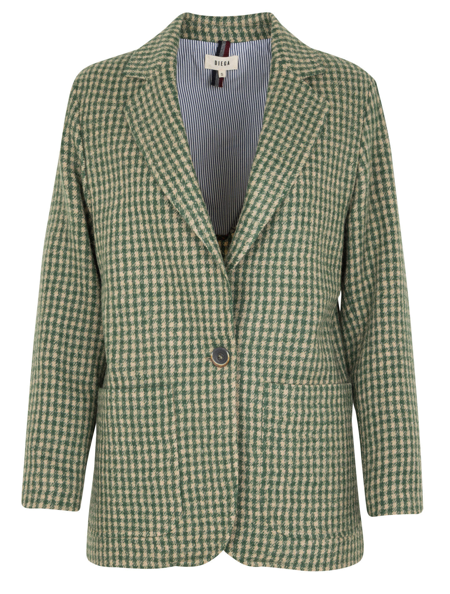 Veste droite col tailleur à carreaux en laine DIEGA Beige