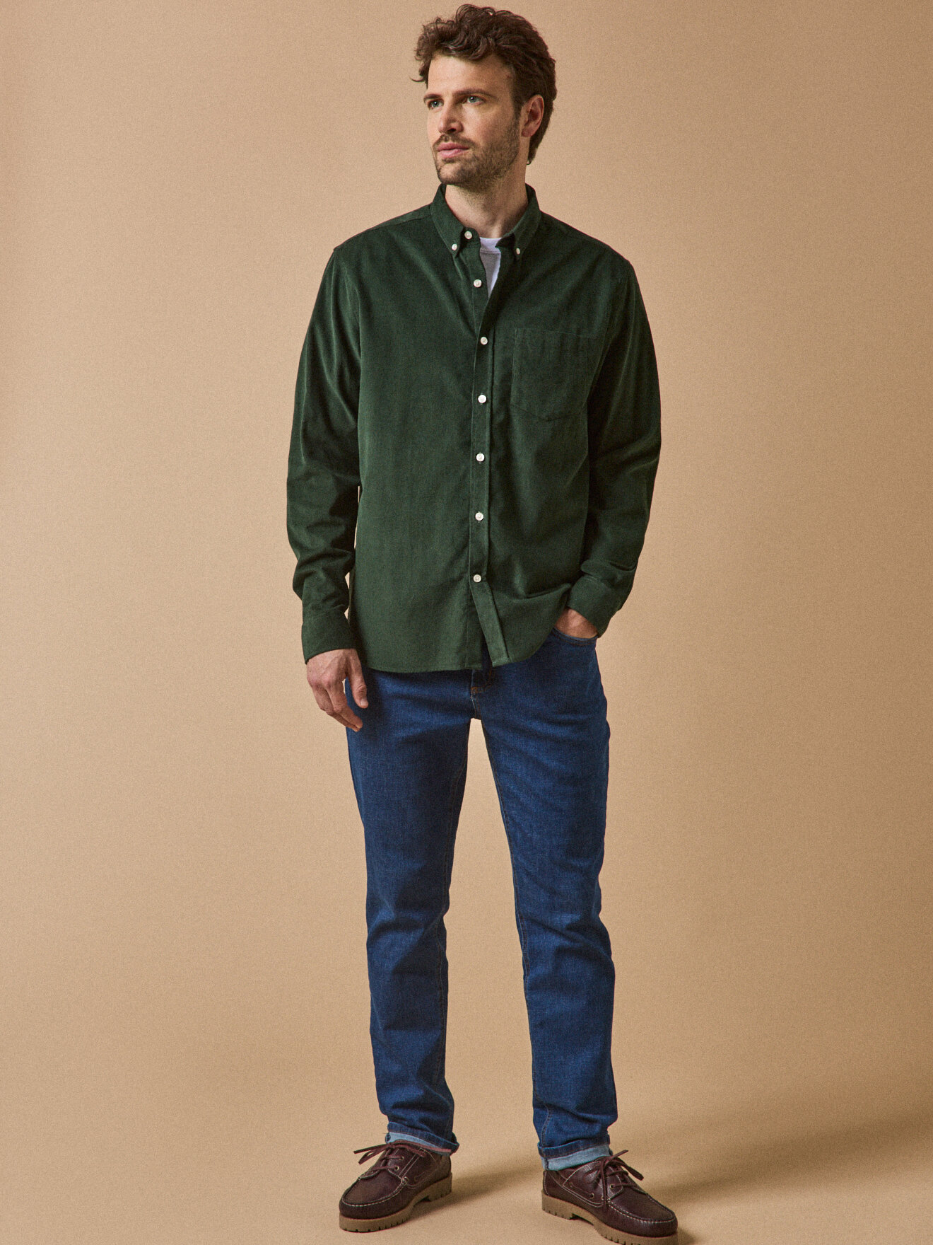 Contemporary cut velvet shirt CYRILLUS Green
