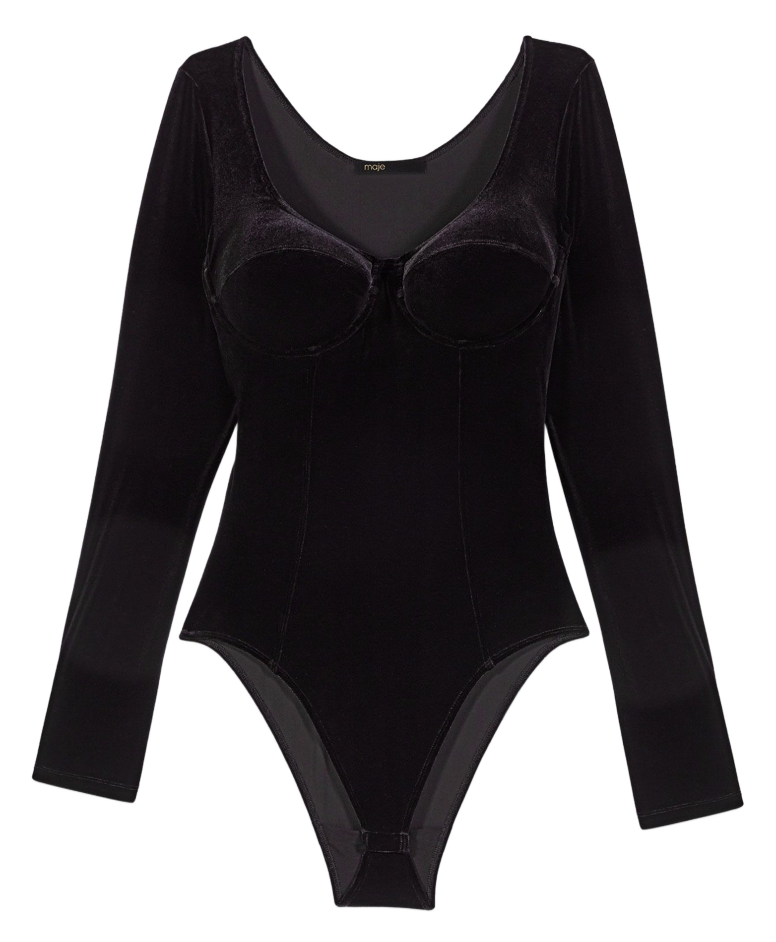 Samtkörper mit Rundhalsausschnitt MAJE Schwarz