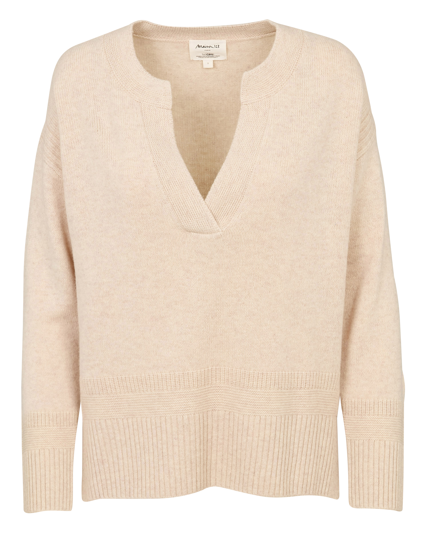 Pull droit col tunisien en laine  MAISON 123 Blanc