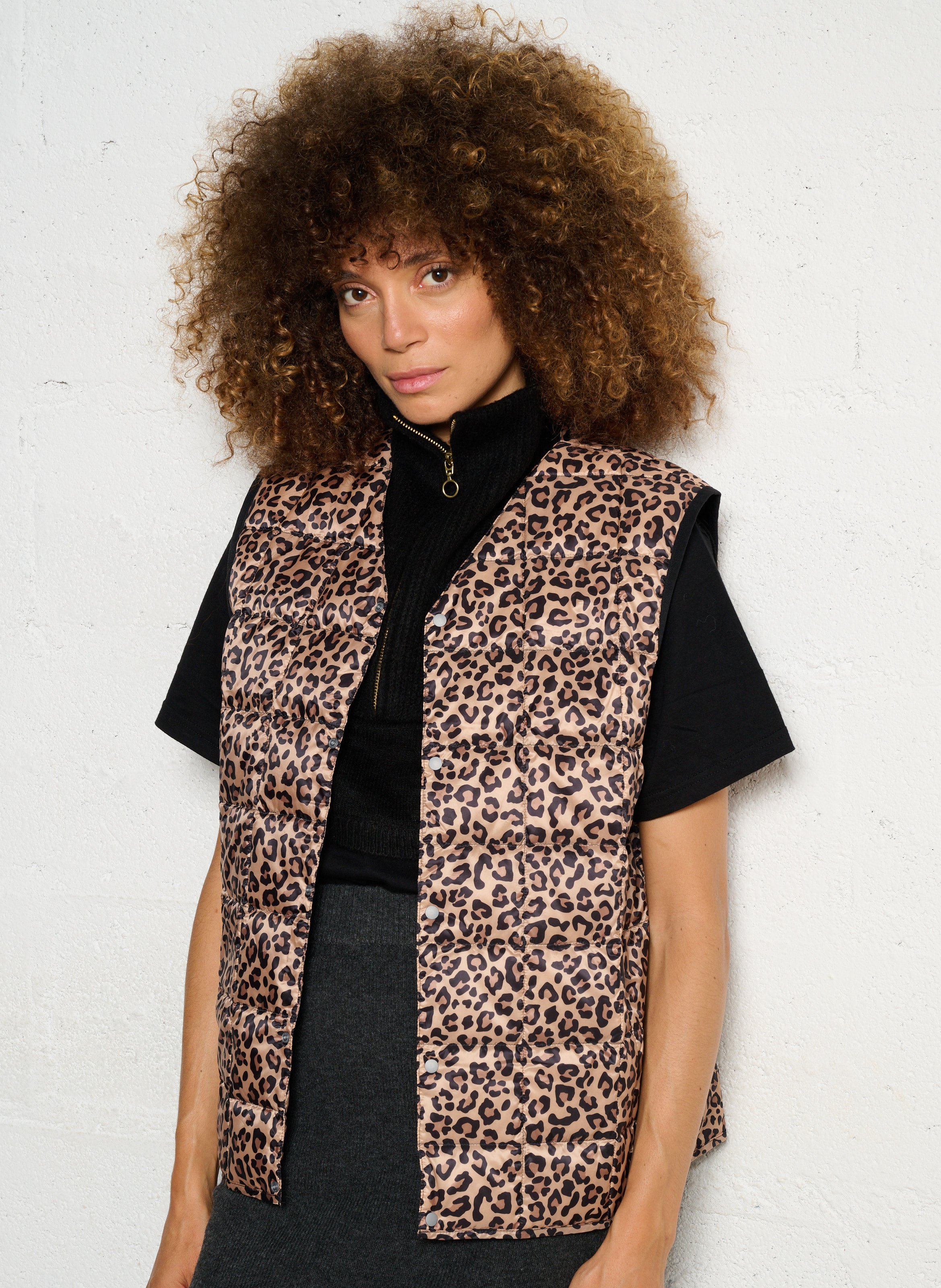 Veste sans manches léopard TAION Vert