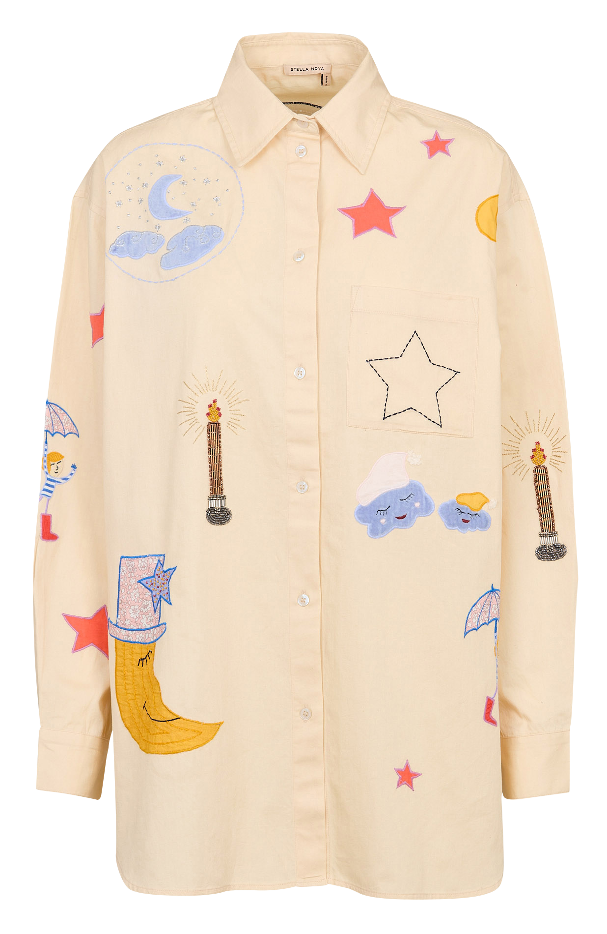 Oversized Bio-Baumwollhemd mit Stickerei STELLA NOVA