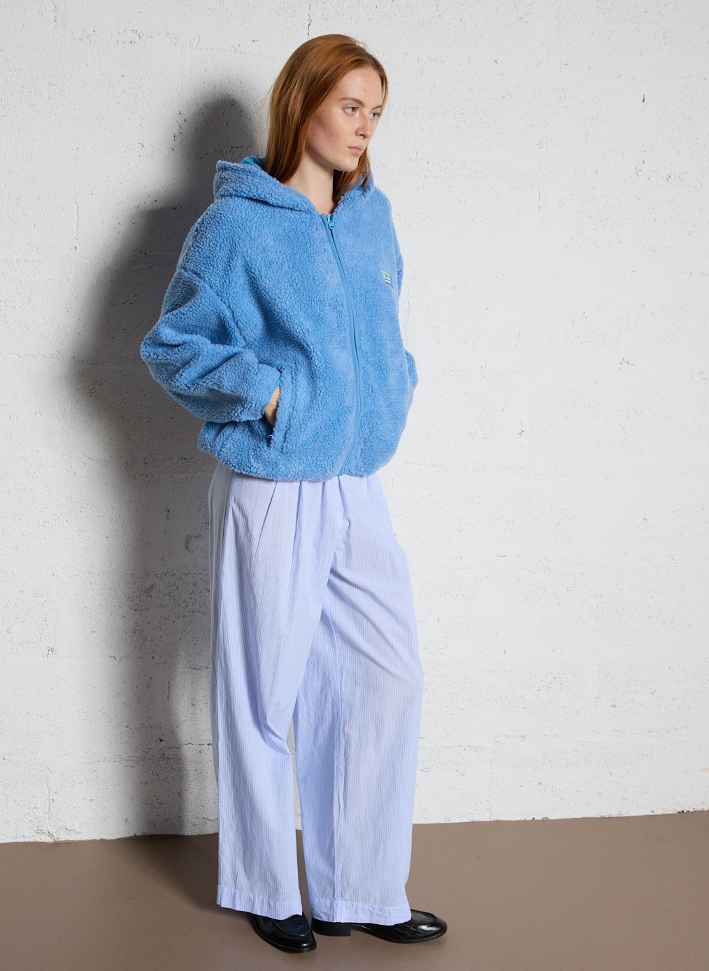 Veste ample polaire à capuche AMERICAN VINTAGE Bleu