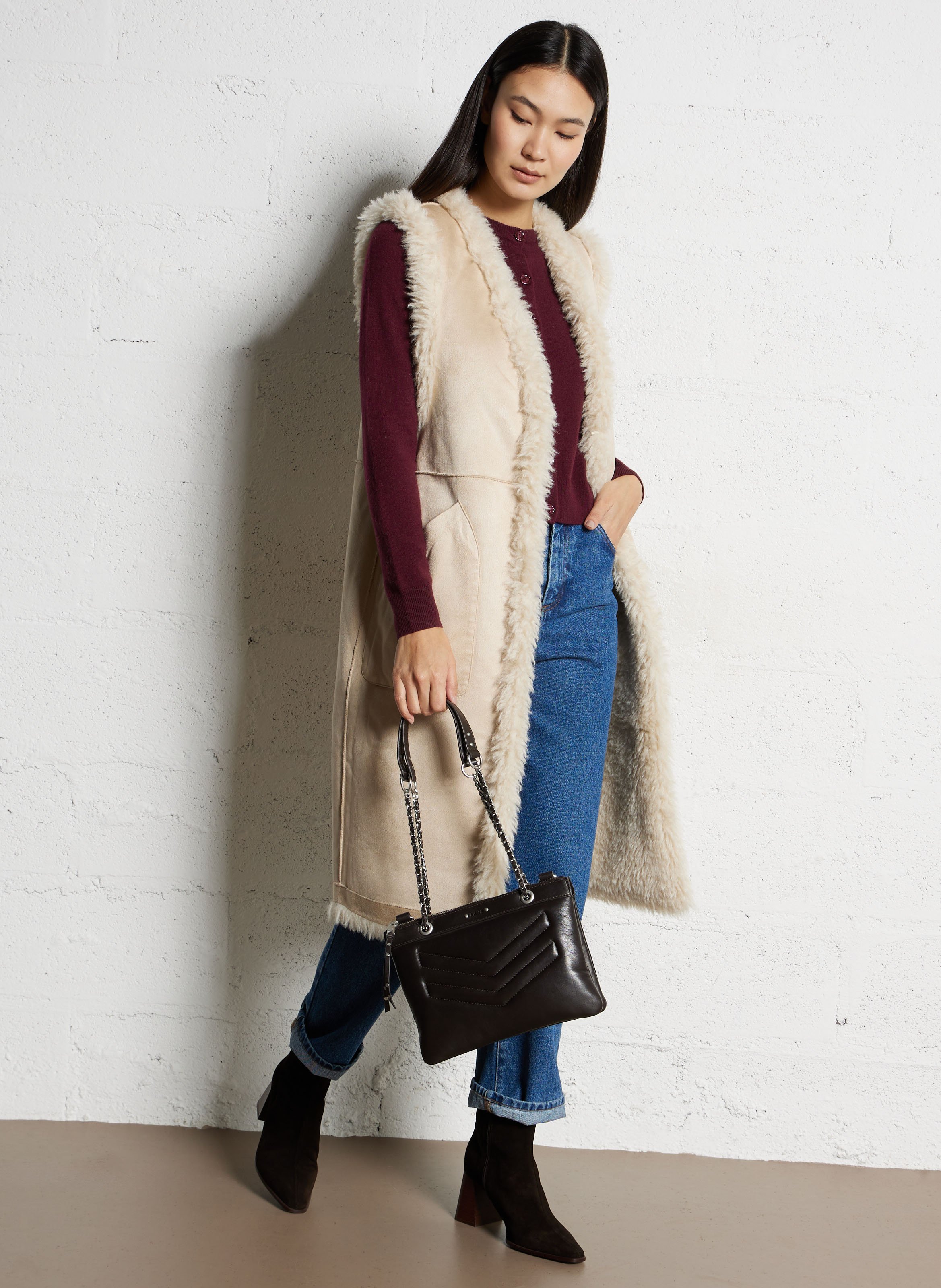 Bottines à bout pointu en cuir velours ANGEL ALARCON Marron