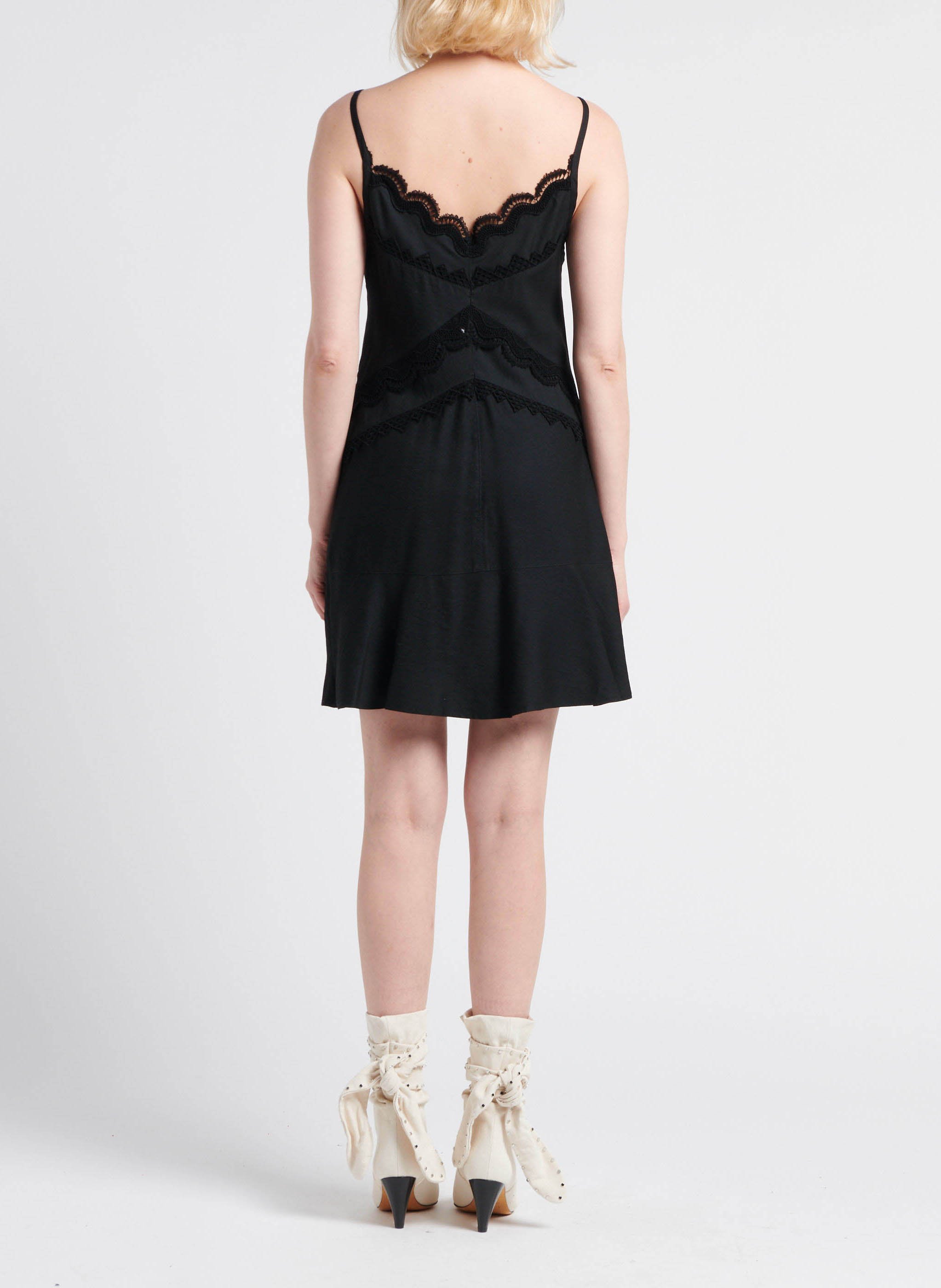 Robe courte col V à broderies IRO Noir