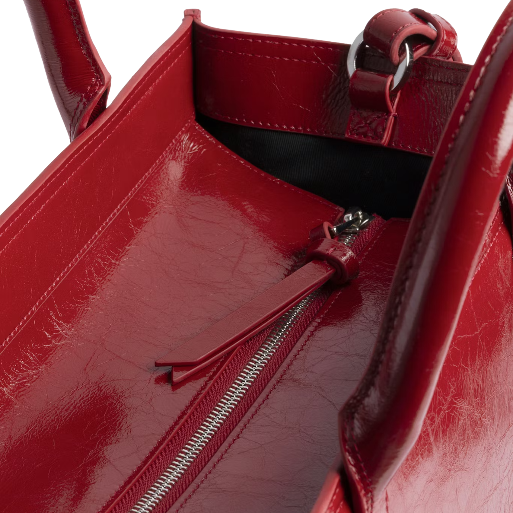Handbag in crinkled leather Red