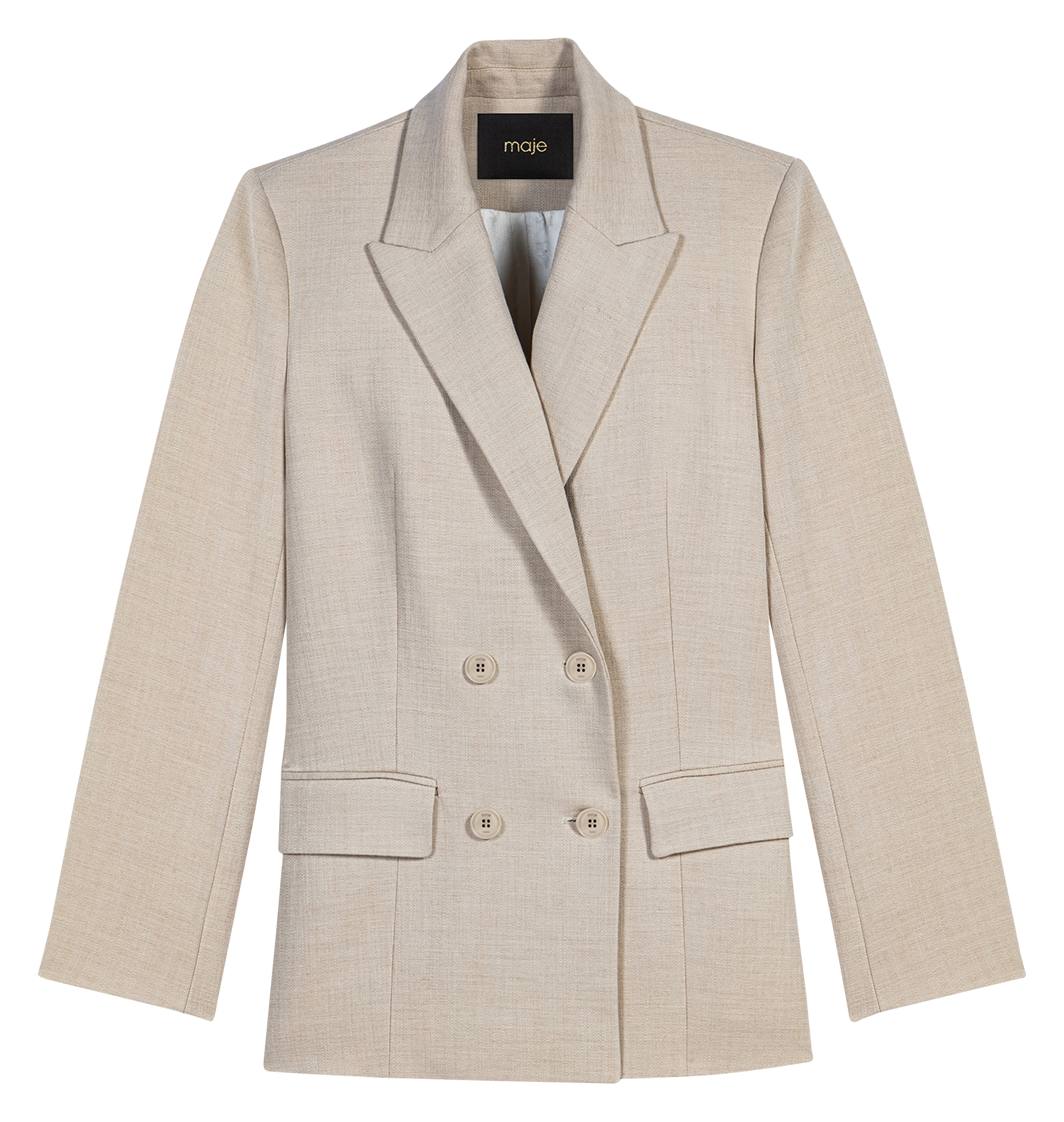 Cotton-blend cardigan with tailored collar MAJE Beige