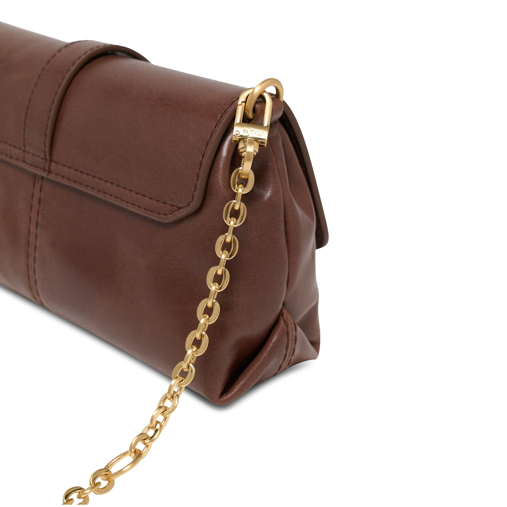 Sac bandoulière à rabat en cuir MAJE Marron
