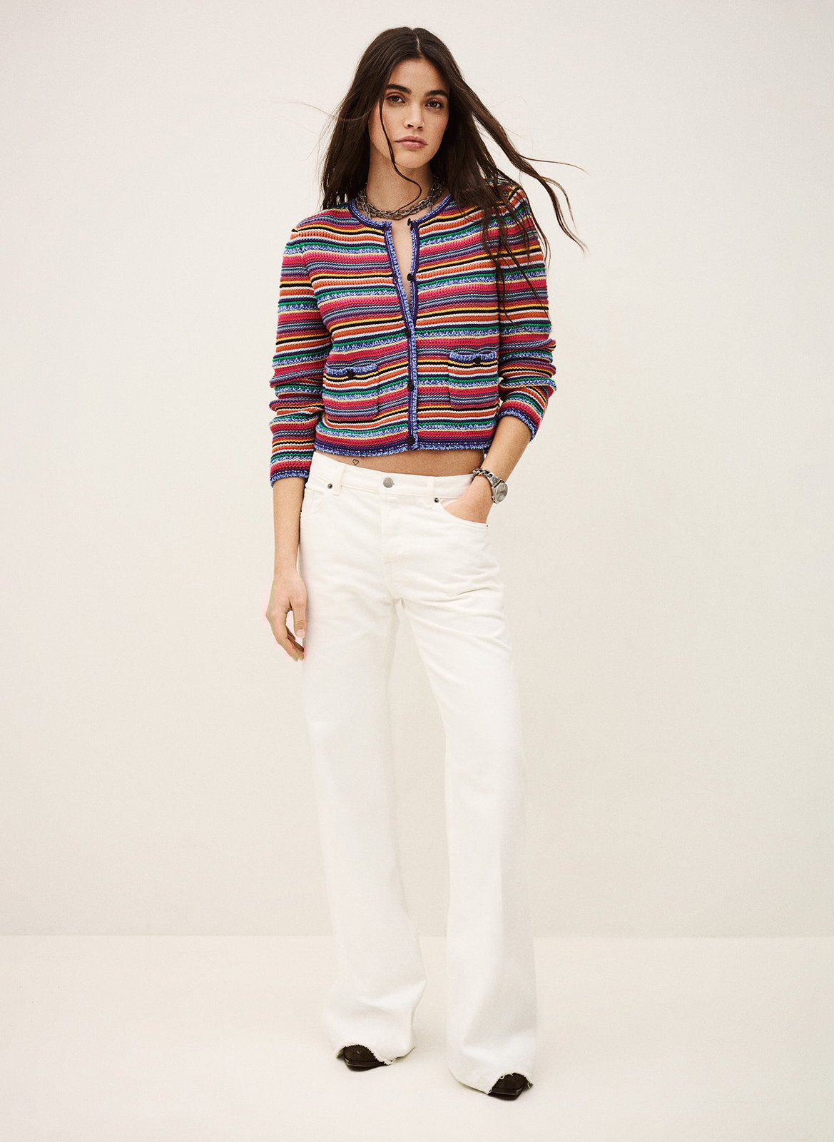 Round-neck cotton cardigan BA&SH Multicolored