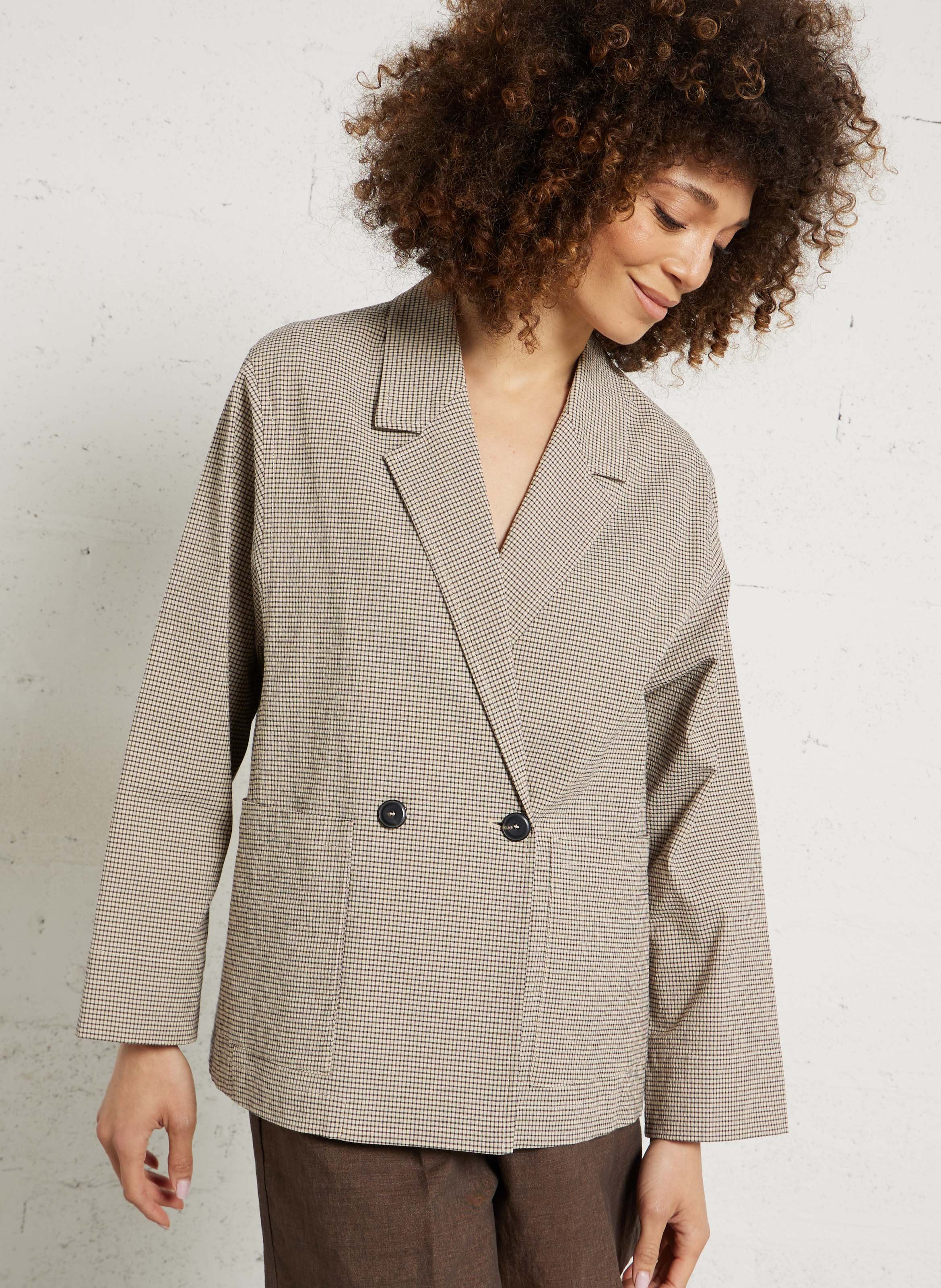 Veste de blazer en coton mélangé POMANDERE Beige