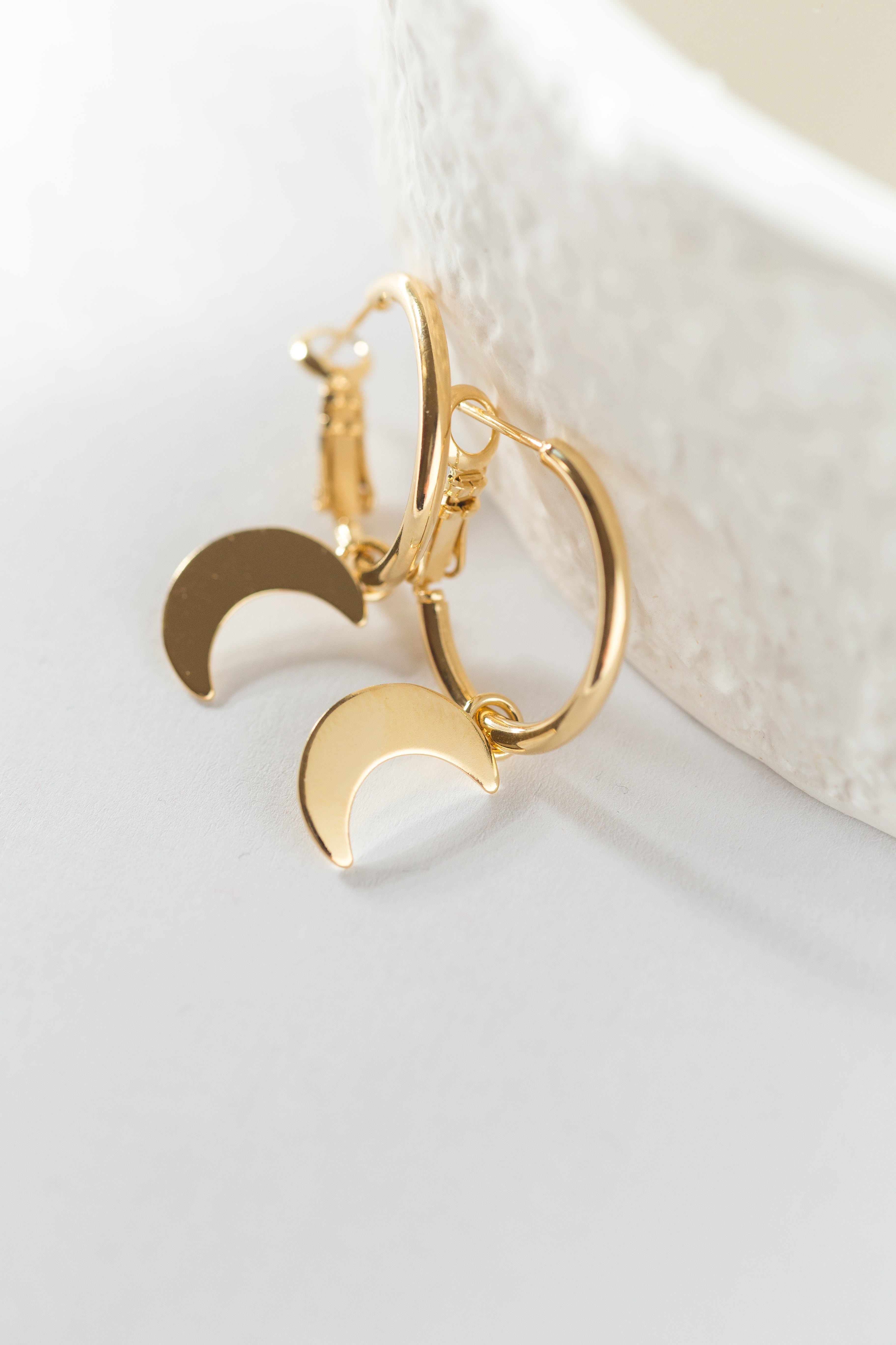 Small crescent moon gold-plated hoop earrings MONSIEUR SIMONE Golden