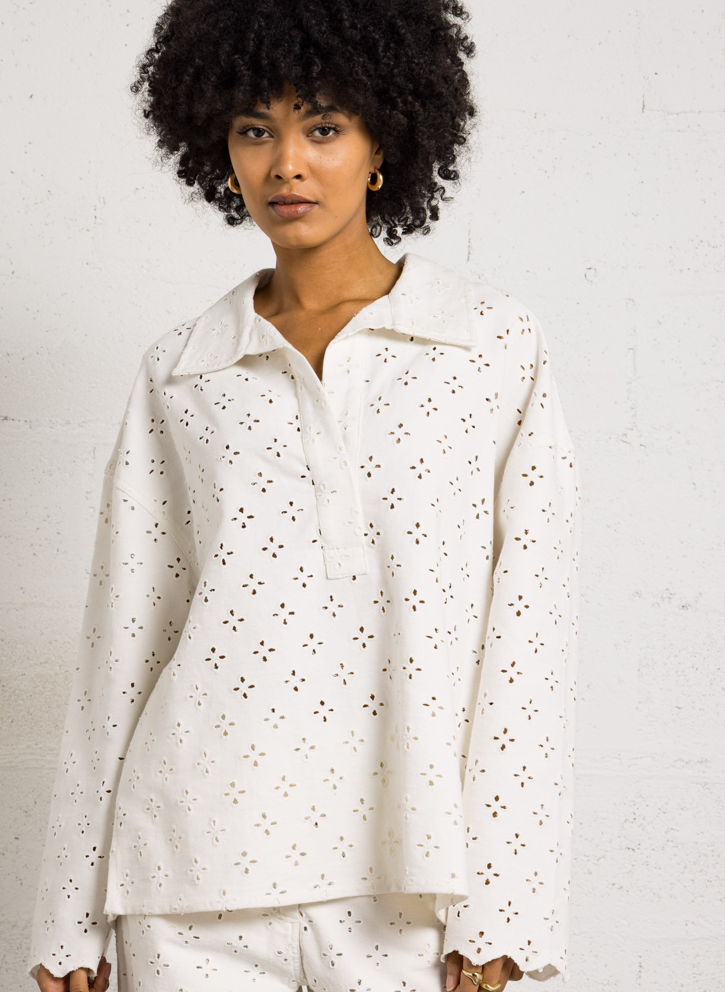 Blouse col classique en coton THE NEW SOCIETY Blanc