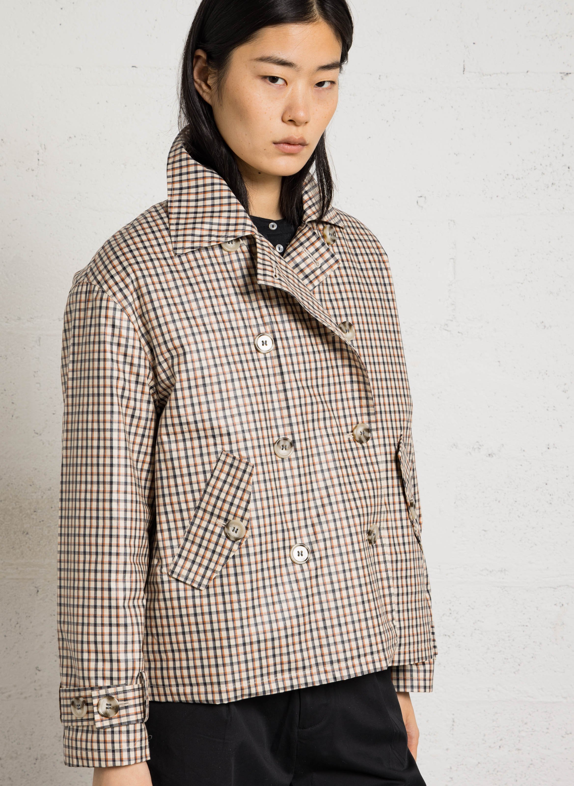 Oversized jas met klassieke kraag in bedrukte katoen LEON & HARPER Beige