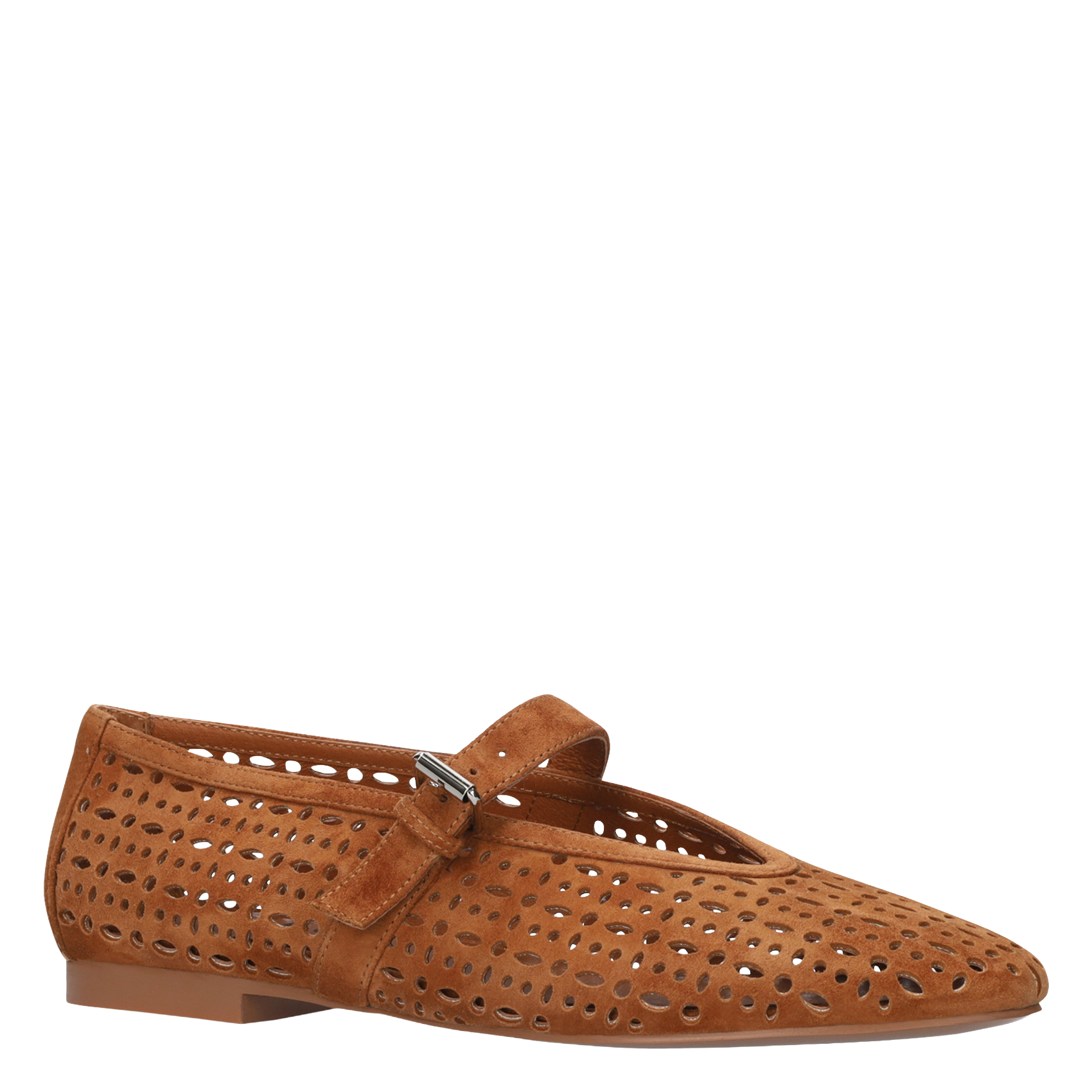 Perforated leather ballet flats Brown