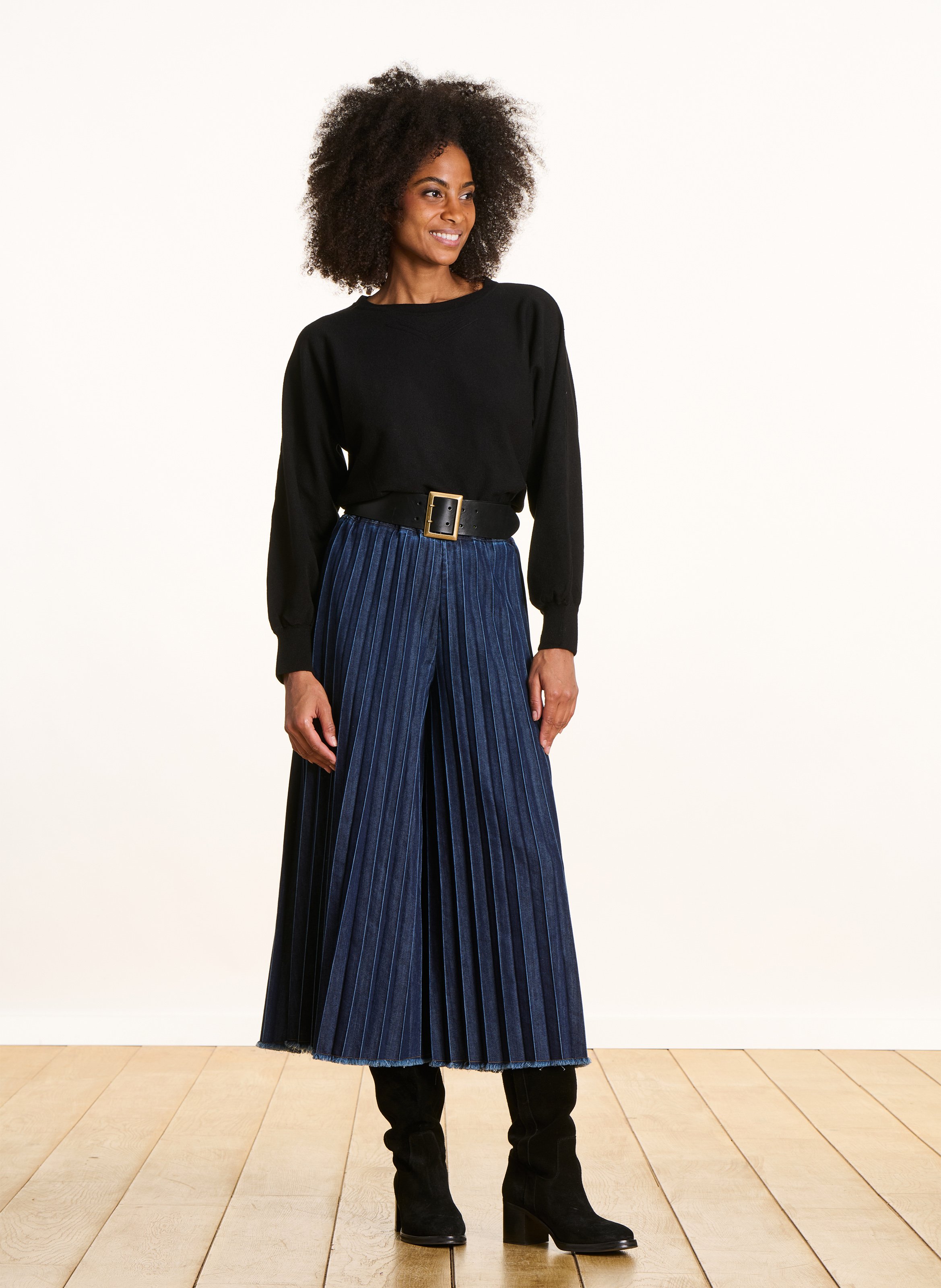 Gerader Strickpullover mit Rundhalsausschnitt LA FEE MARABOUTEE Schwarz