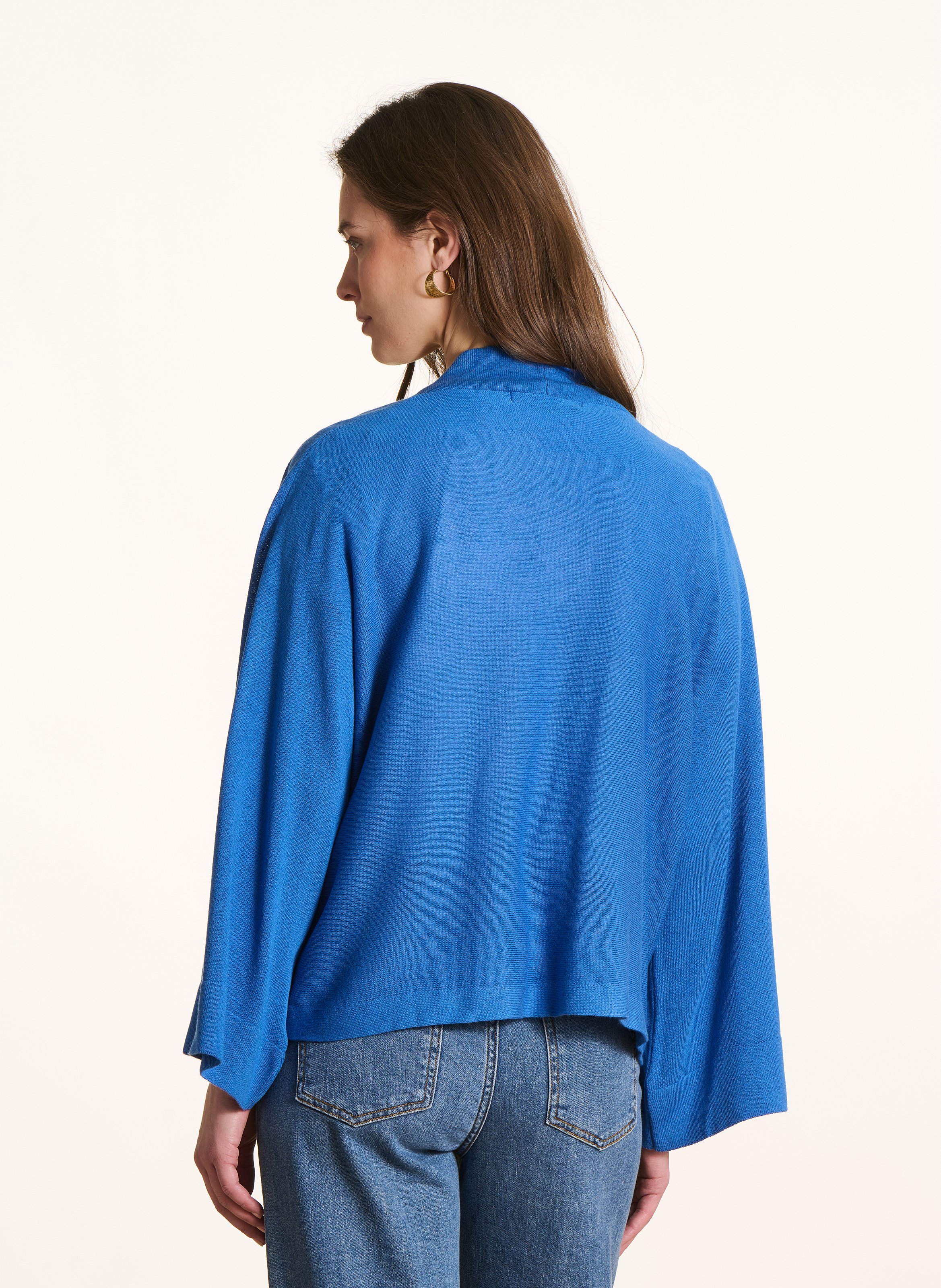 Gilet ouvert en maille souple LA FEE MARABOUTEE Bleu