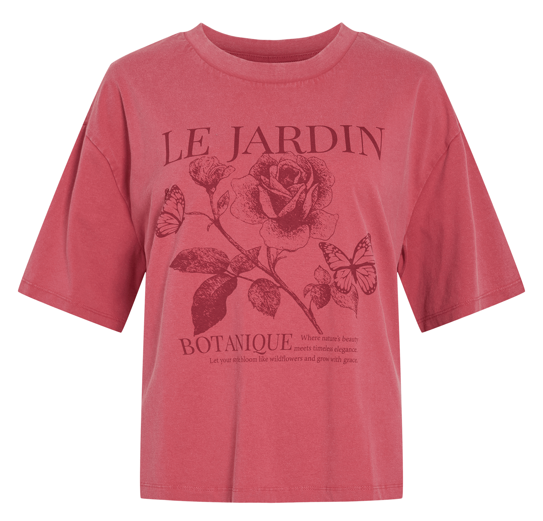 Gerader Rundhalsausschnitt-T-Shirt aus Bio-Baumwolle mit Druck VILA Rot