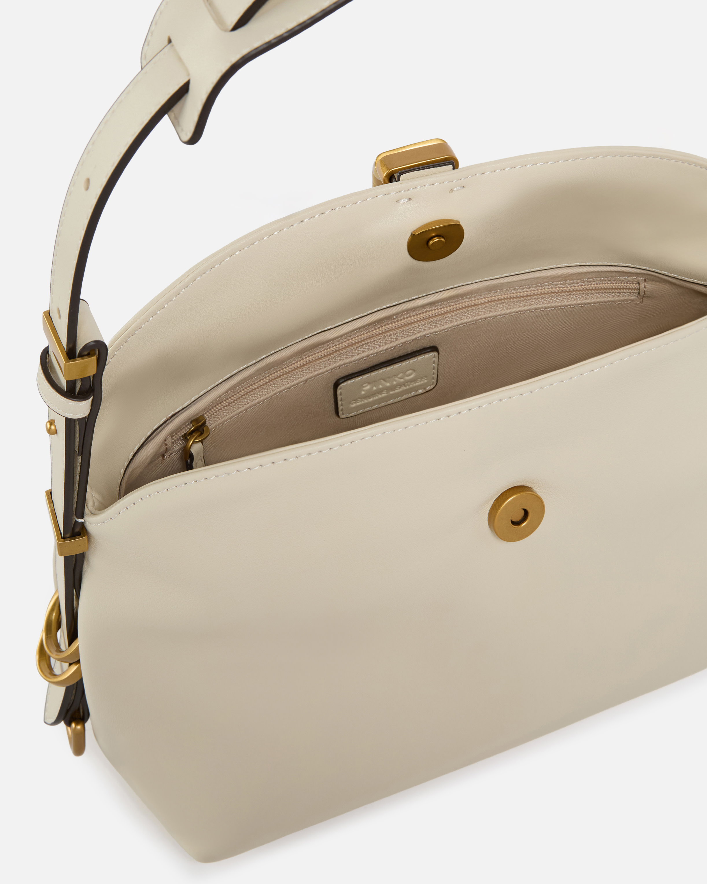 Small leather saddle bag shoulder bag PINKO White