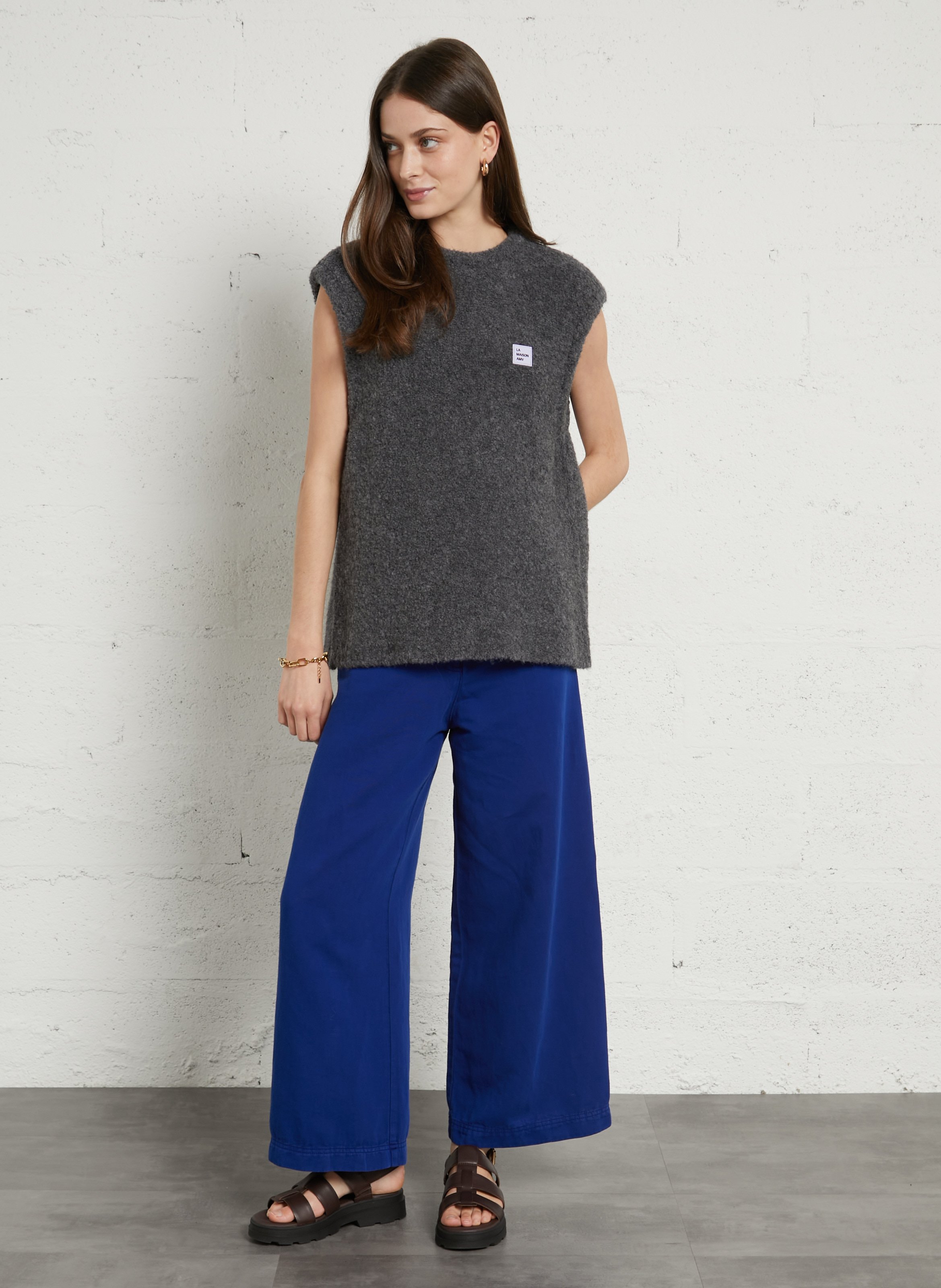 Pantalon large en lin mélangé  TINSELS Bleu