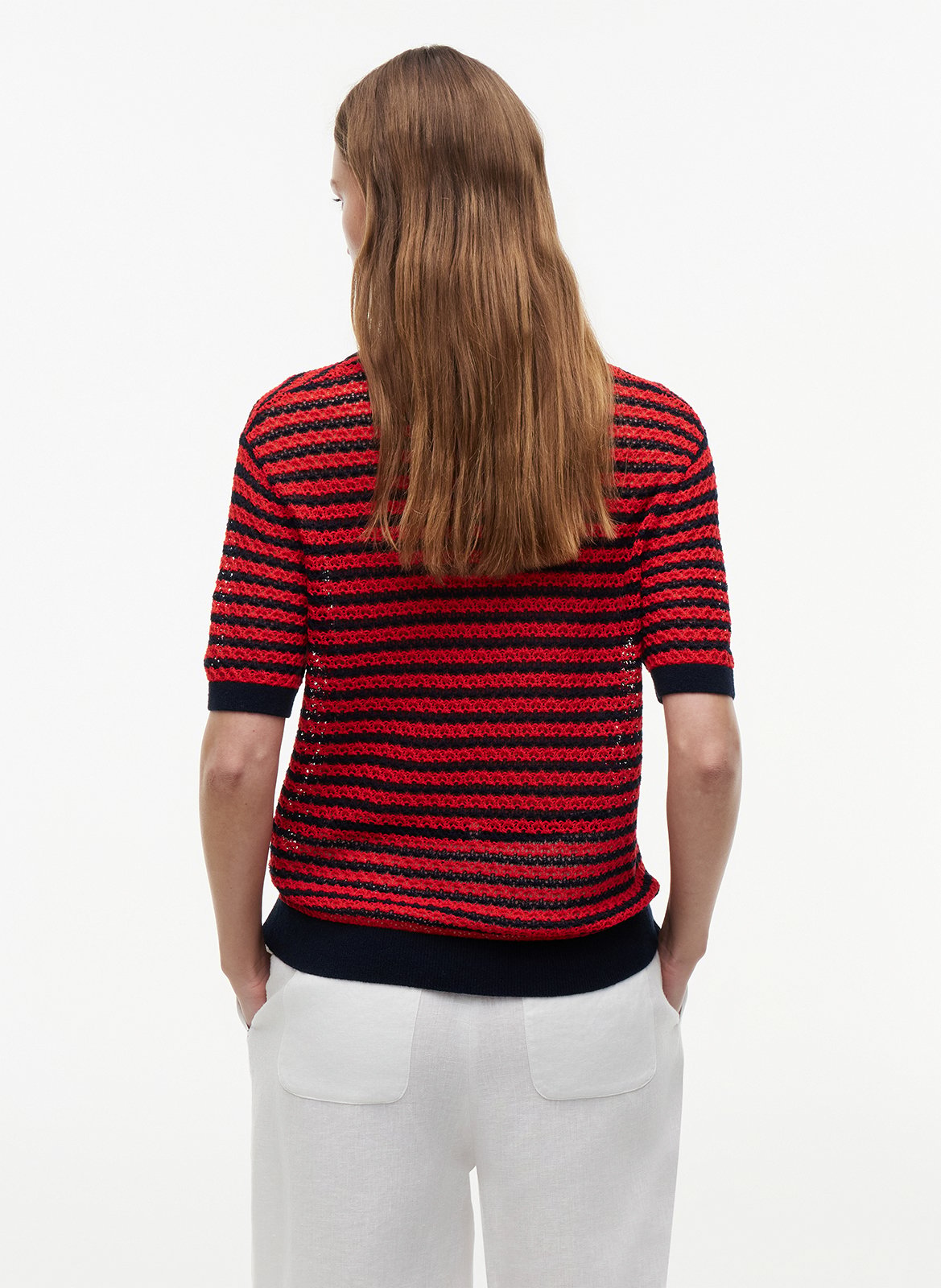 Gerader Poloshirt mit gestreiftem Strick TOMMY HILFIGER Blau