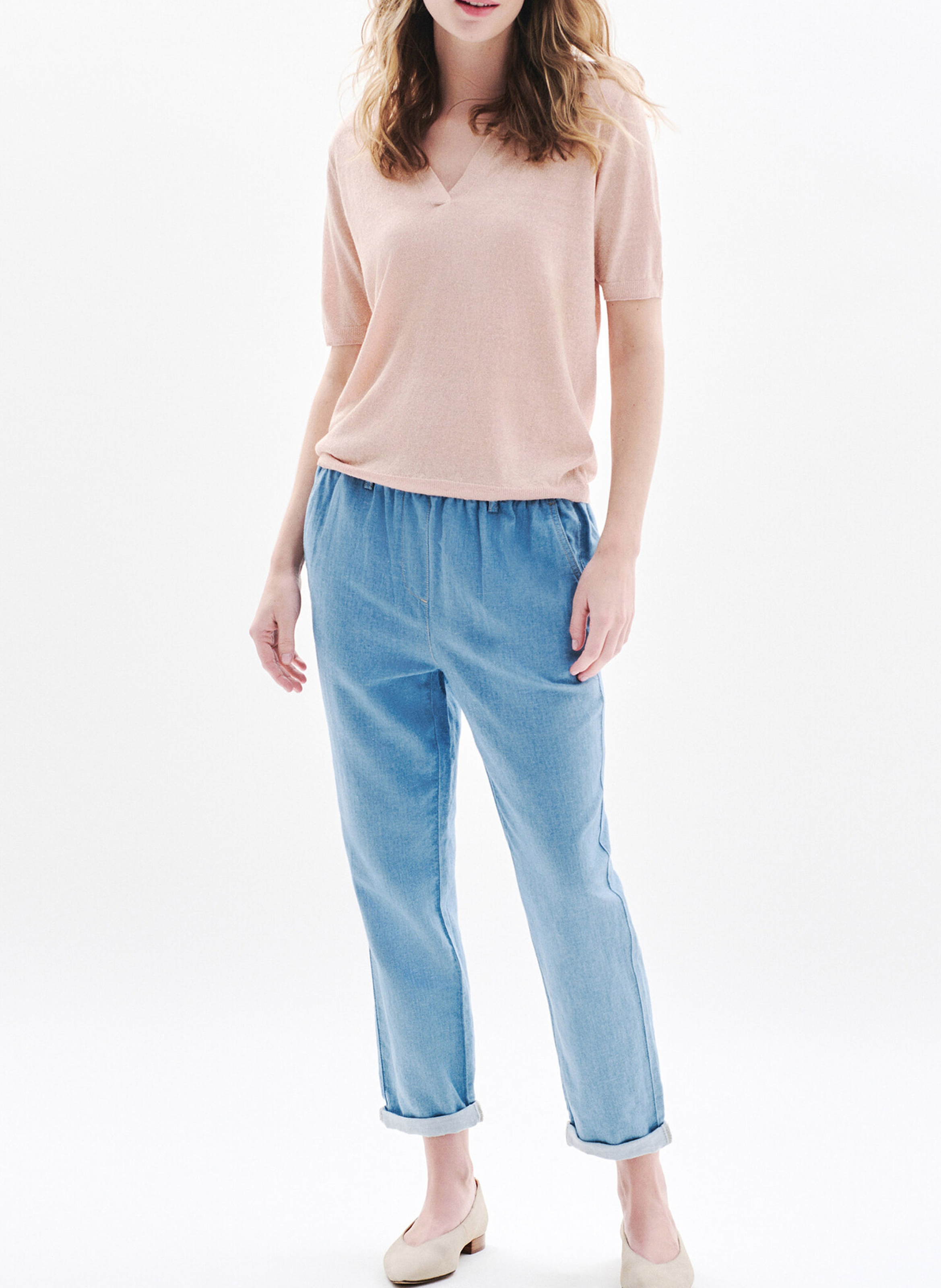 V-Ausschnitt-Pullover in einfarbigem Hemd CAROLL Rosa