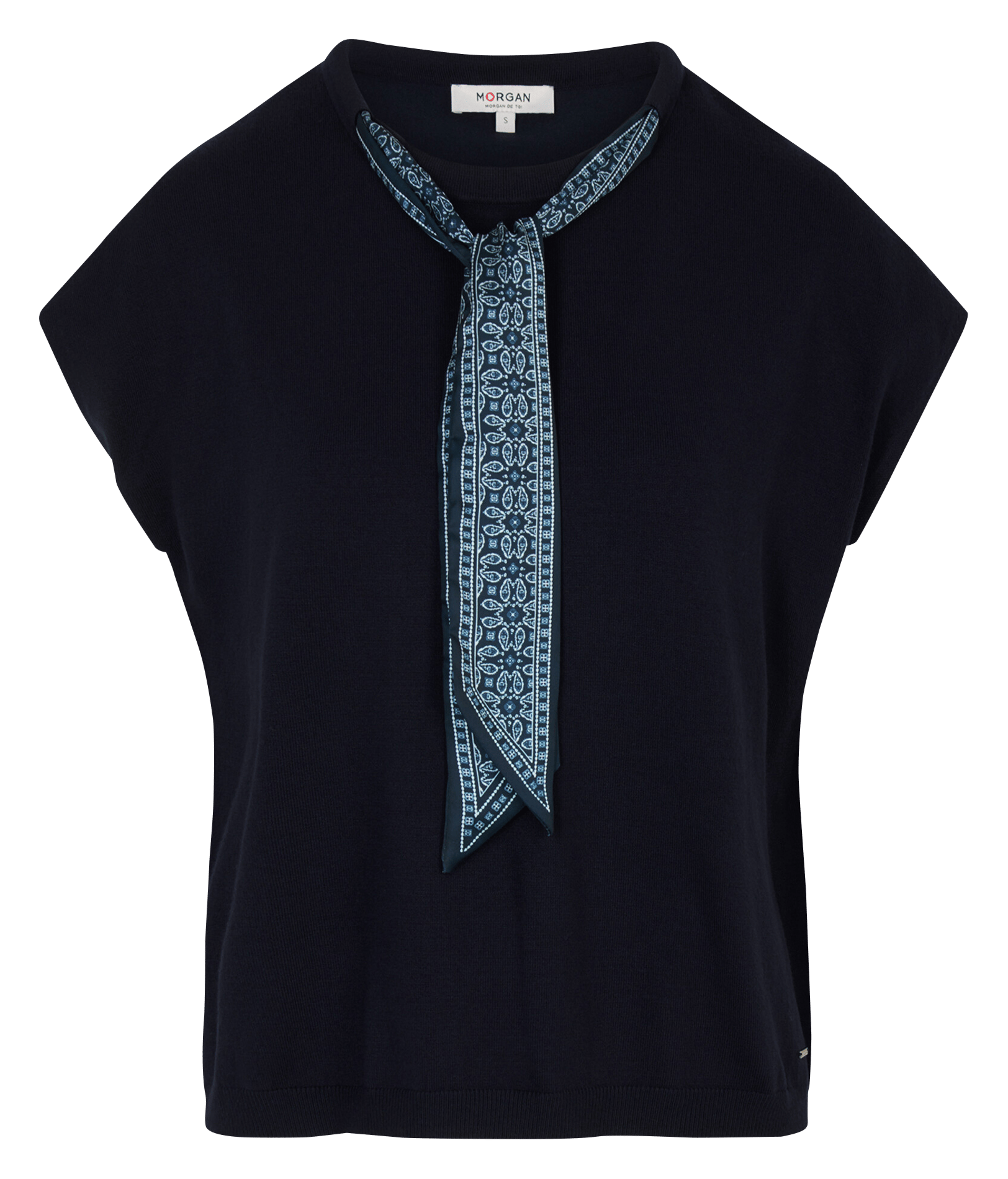 Pull sans manches foulard MORGAN Bleu