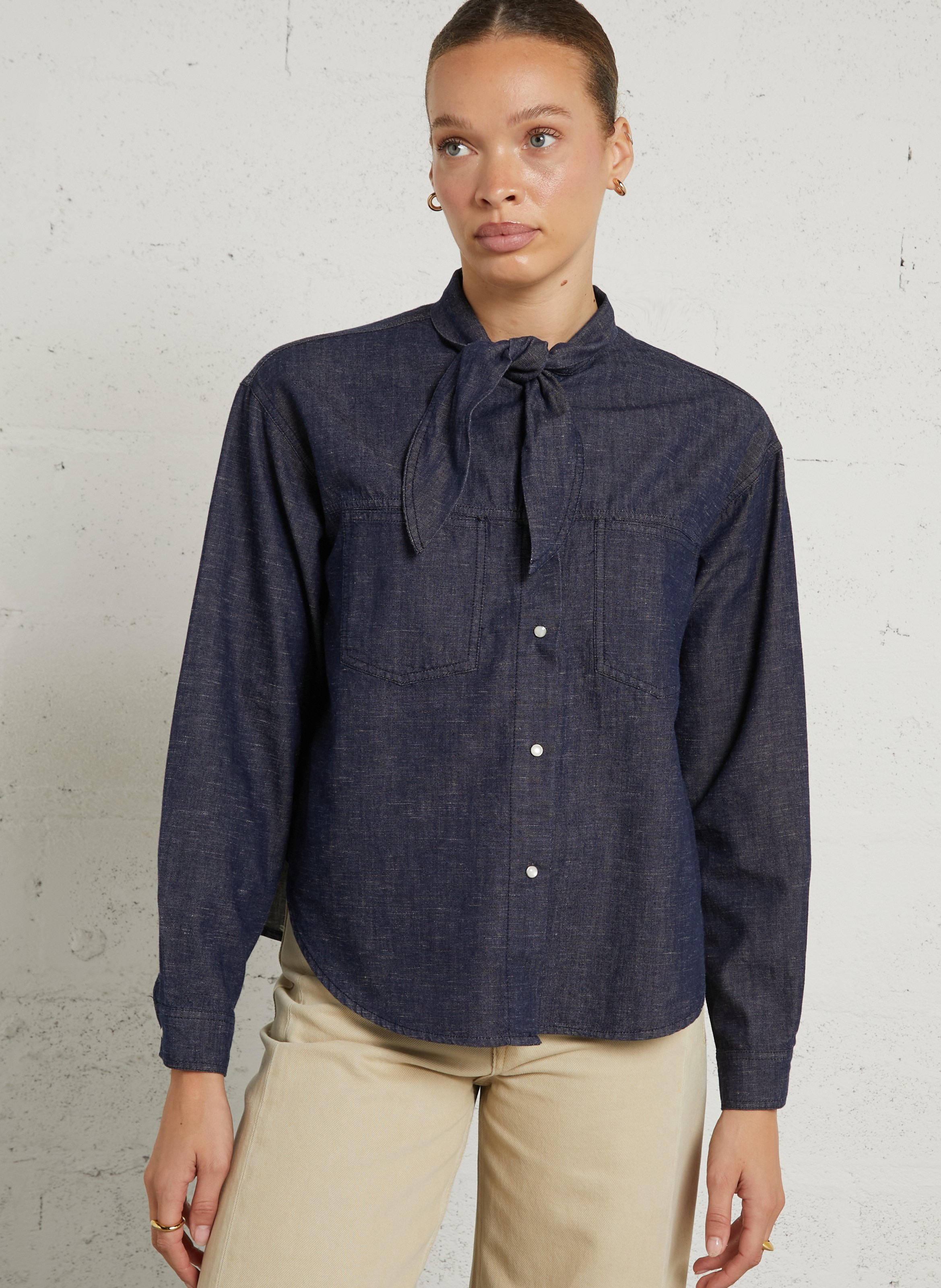 Loose-fitting denim effect blouse JC SOPHIE Blue