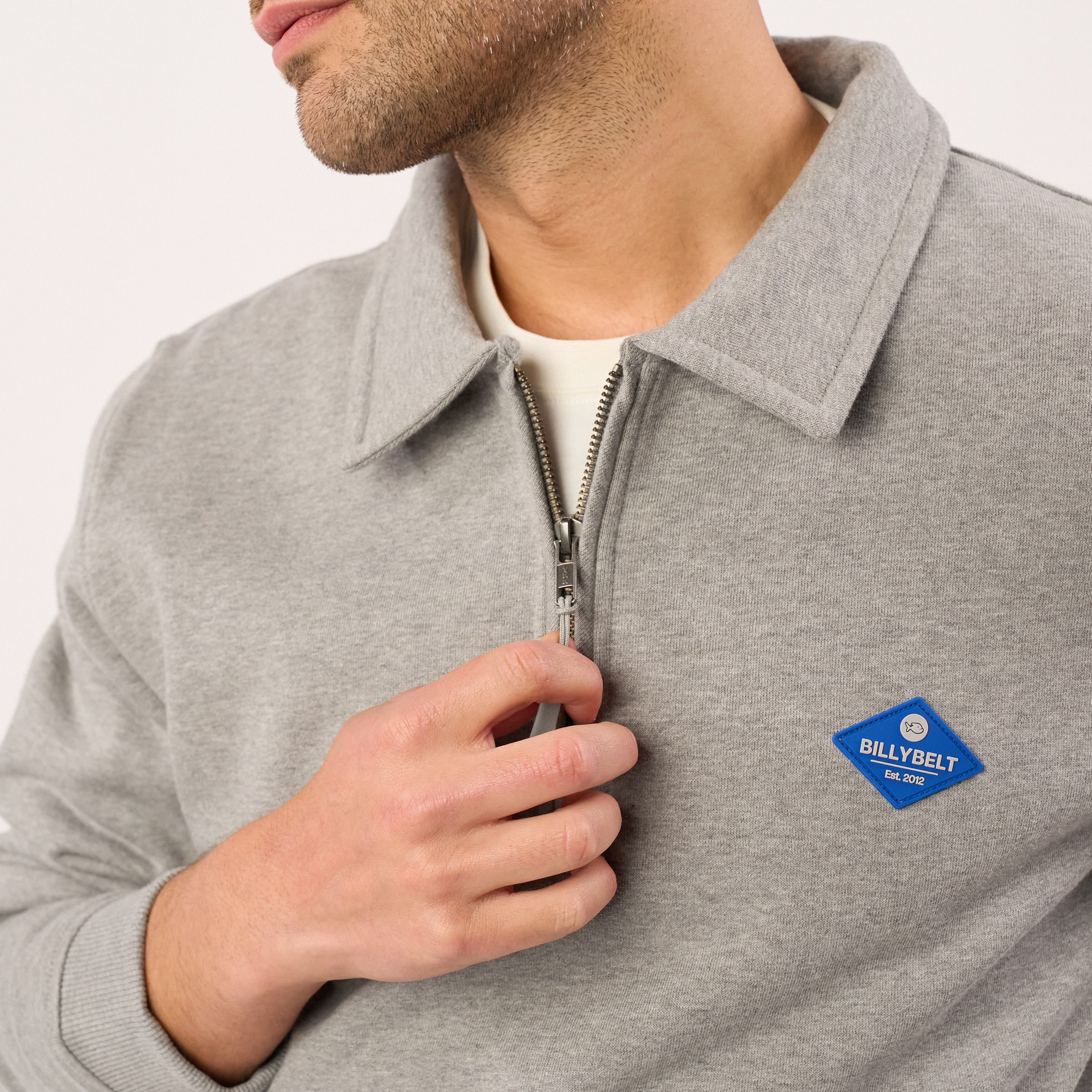 Zip-neck organic cotton sweatshirt | Grey BILLYBELT Men