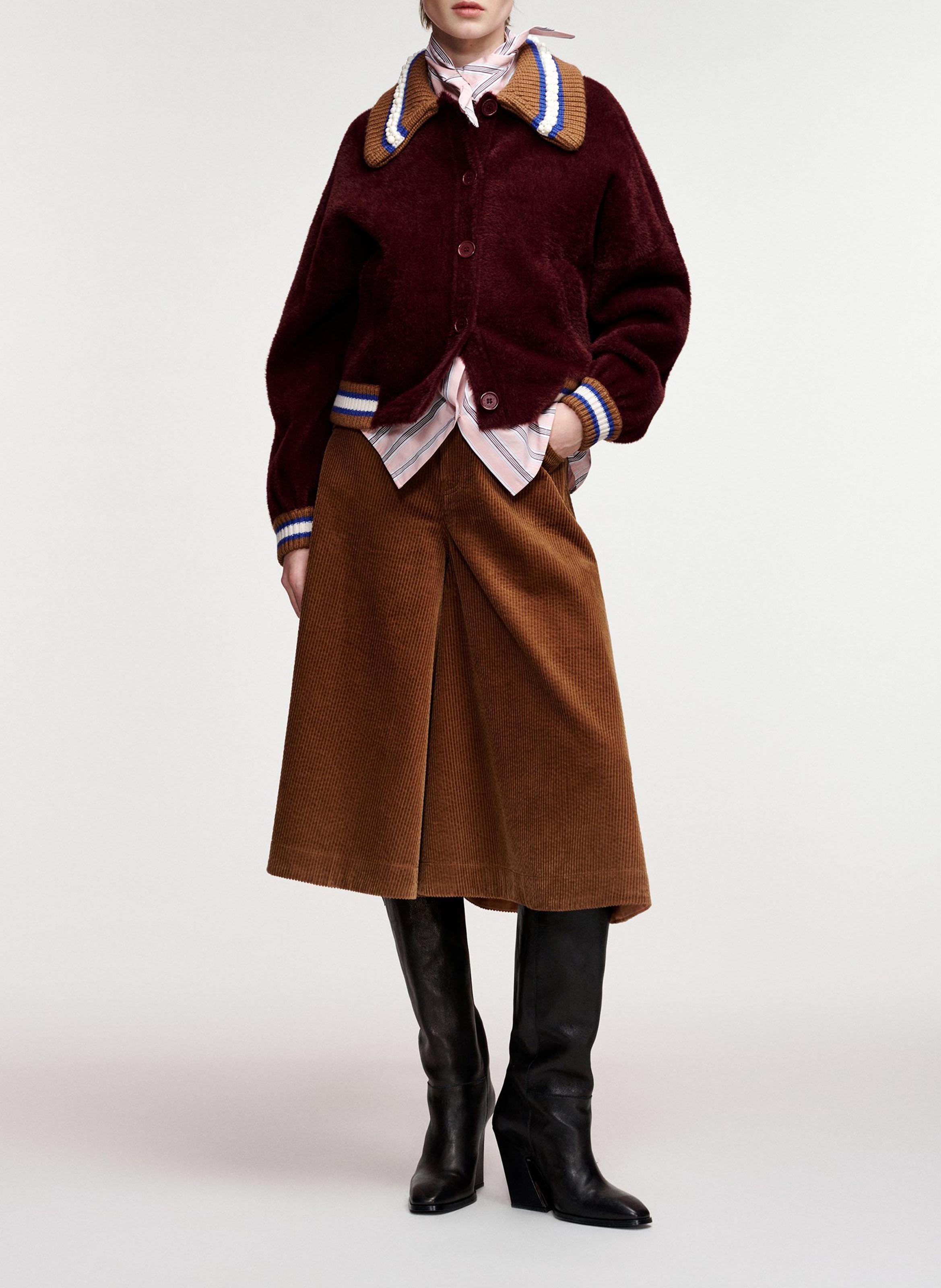 Loose fit cardigan with classic collar and button closure. | Red ESSENTIEL ANTWERP Women