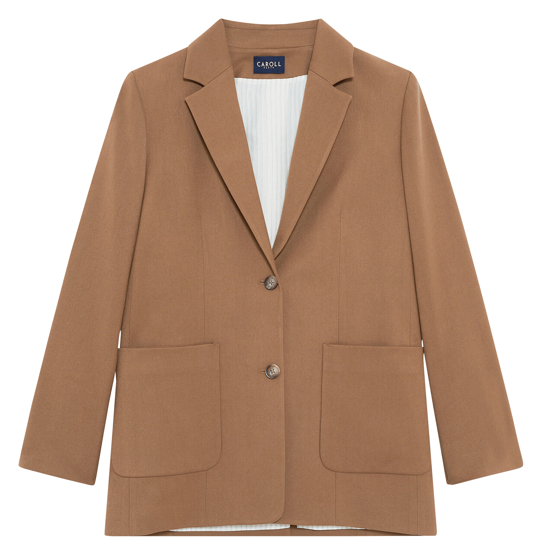 Plain straight blazer CAROLL Brown