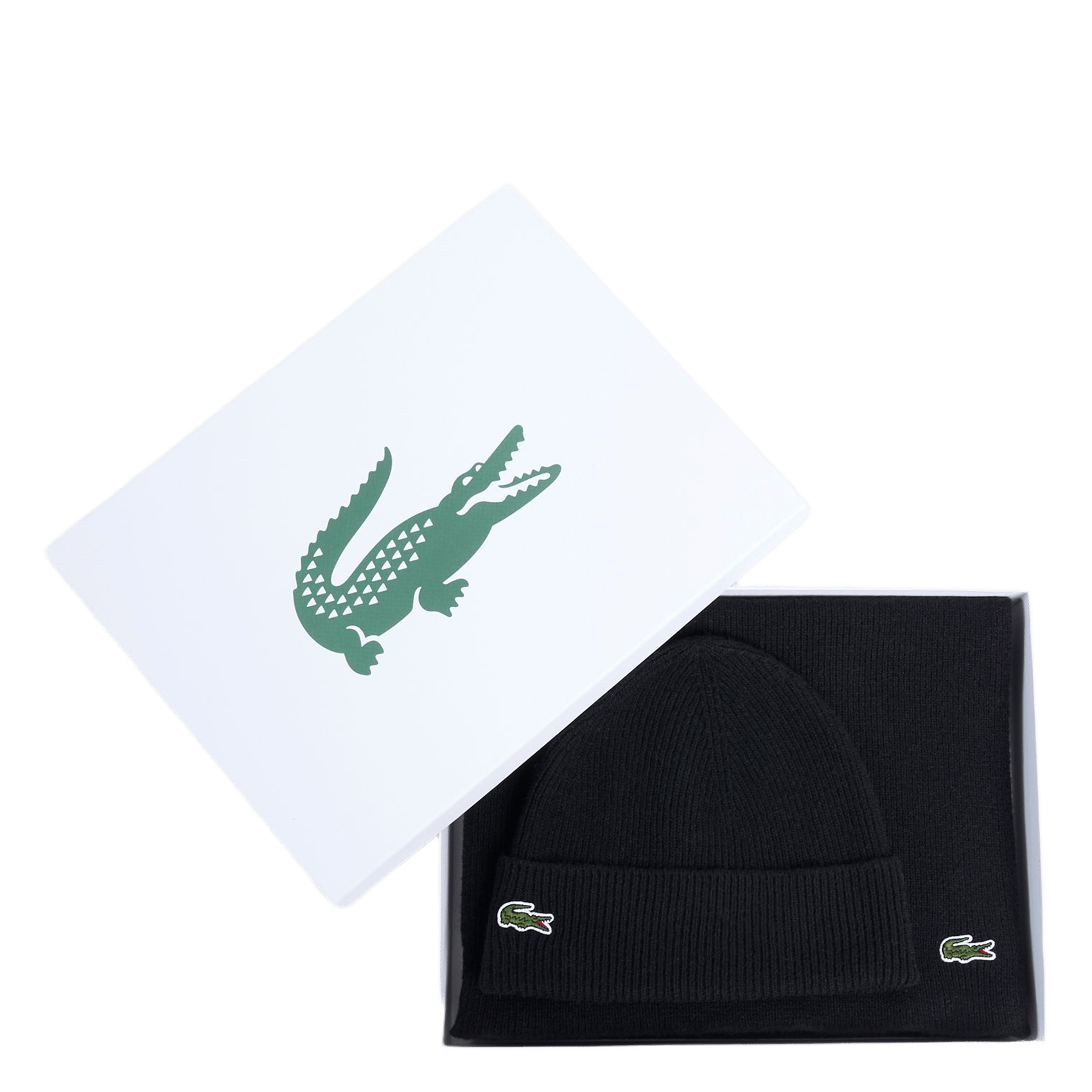 Set bonnet et écharpe en laine mélangée LACOSTE Noir