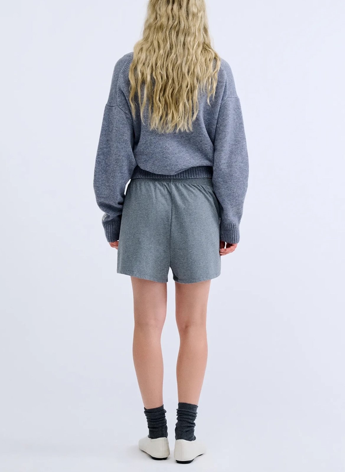 Short large taille haute en coton mélangé LOVE STORIES Grey