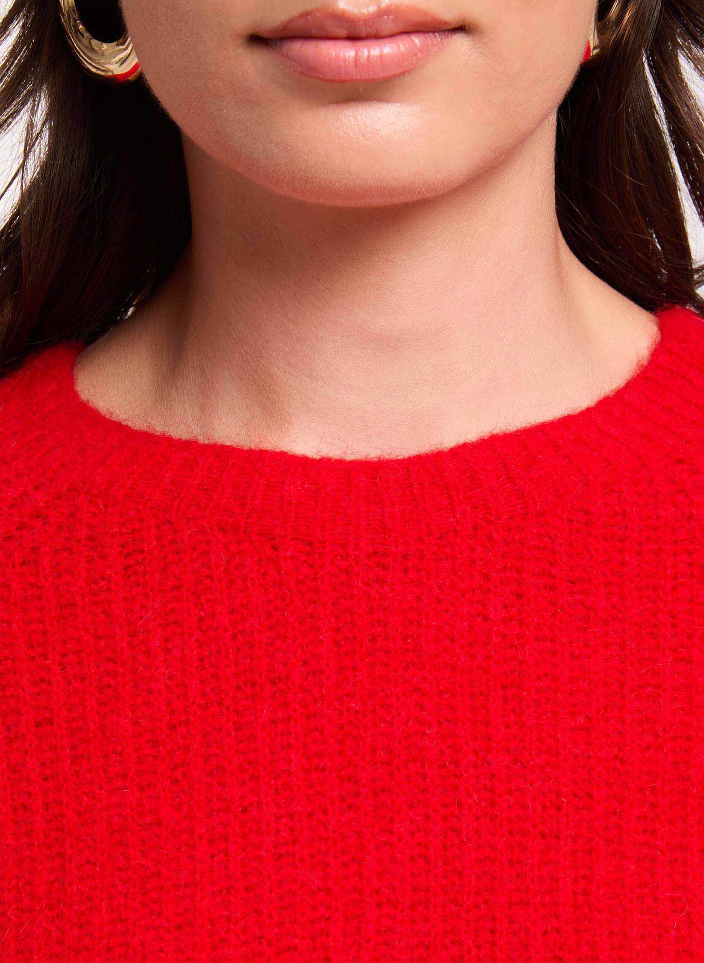 Pull droit col rond en maille mélangée MORGAN Rouge