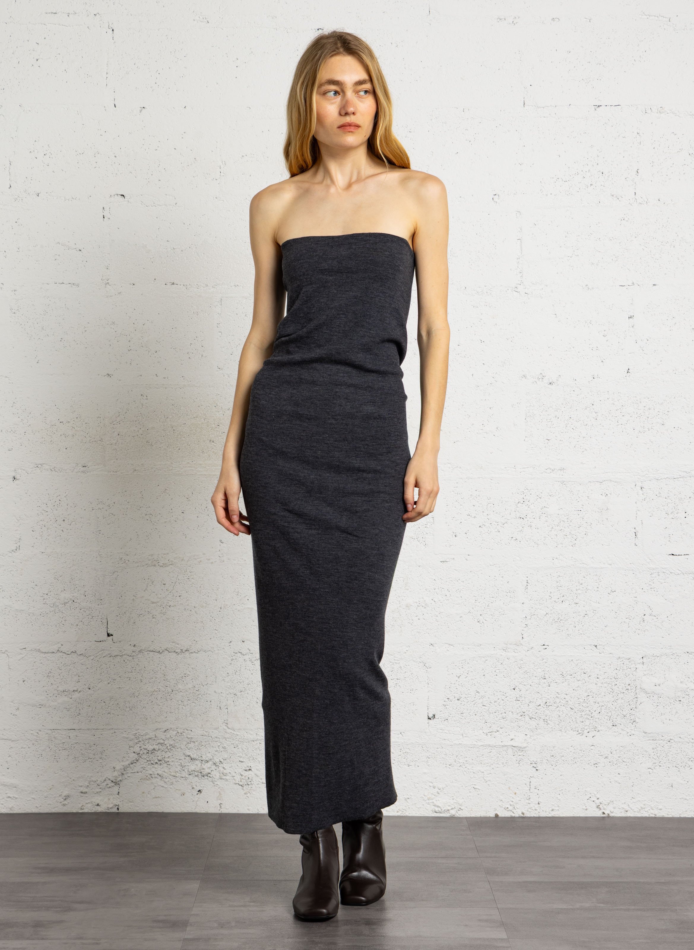 Ribbed wool tube dress SOEUR Grey