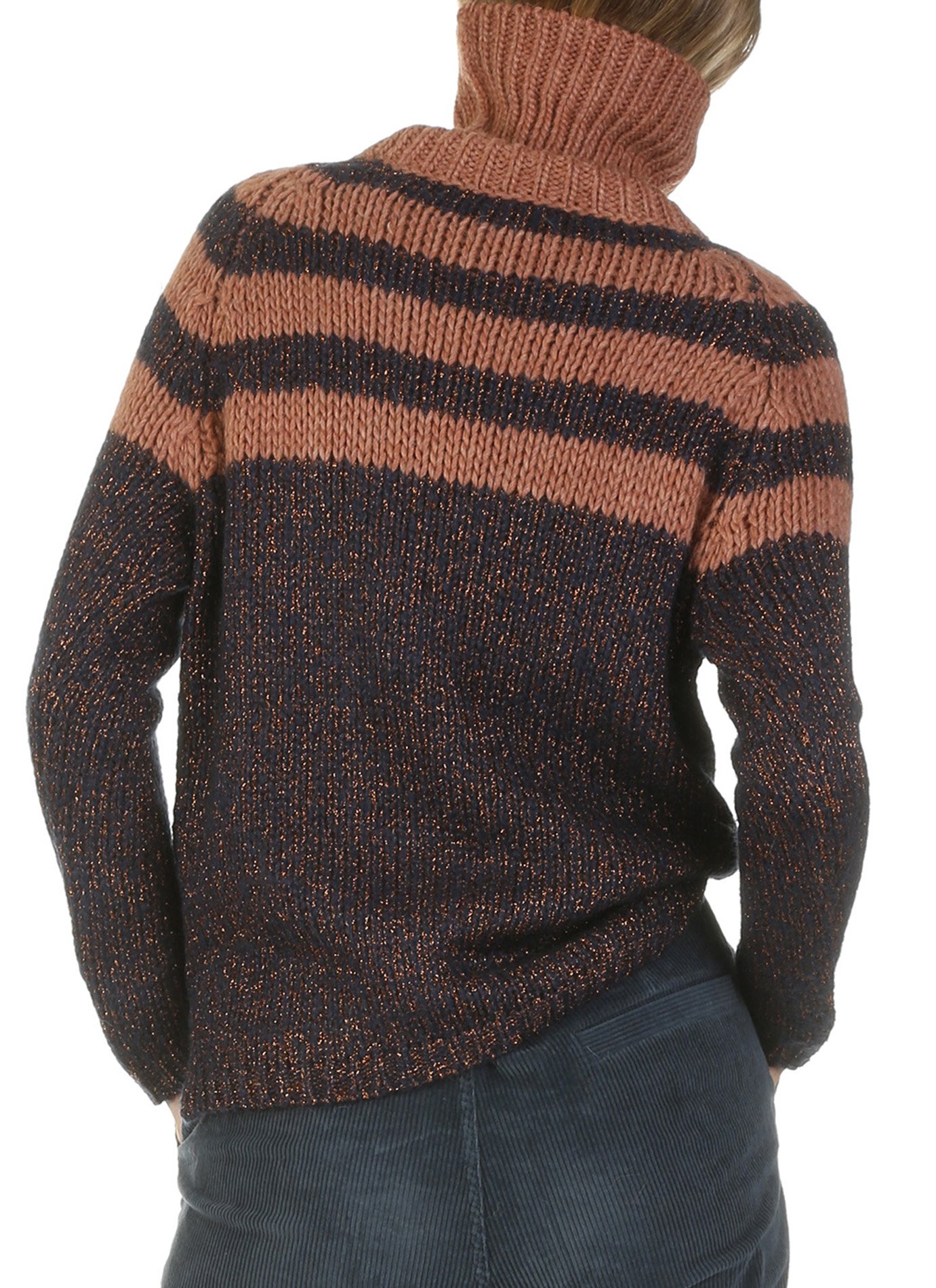 Col roulé rayé en maille lurex Venus ATTIC AND BARN Marron