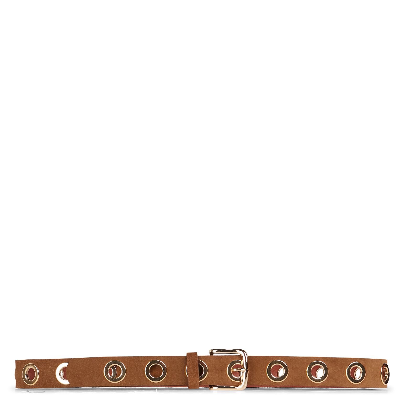 Ceinture à boucle à oeillets en cuir HERBERT FRERE SOEUR Marron