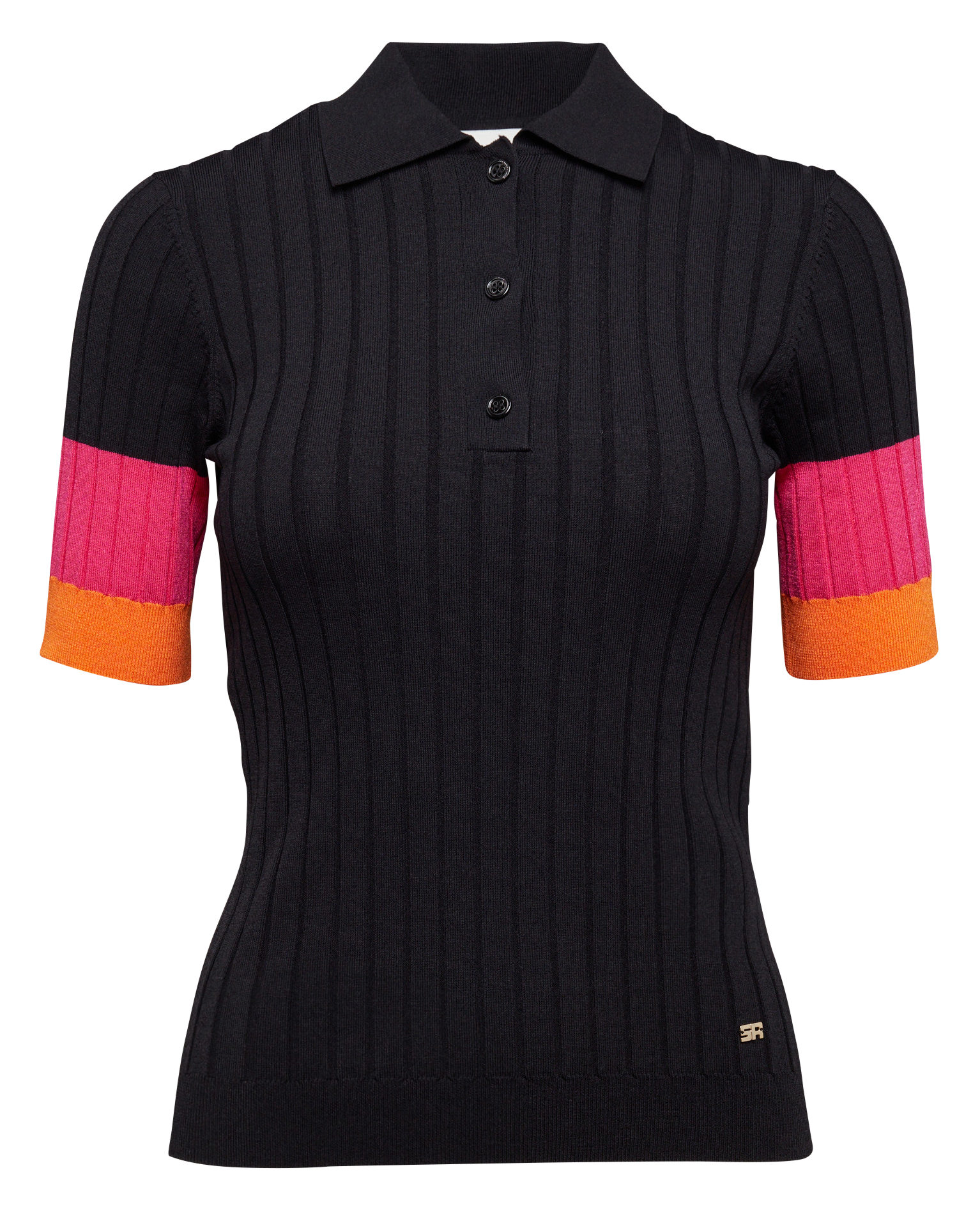 Blouse à col polo en viscose mélangée  SONIA RYKIEL Noir