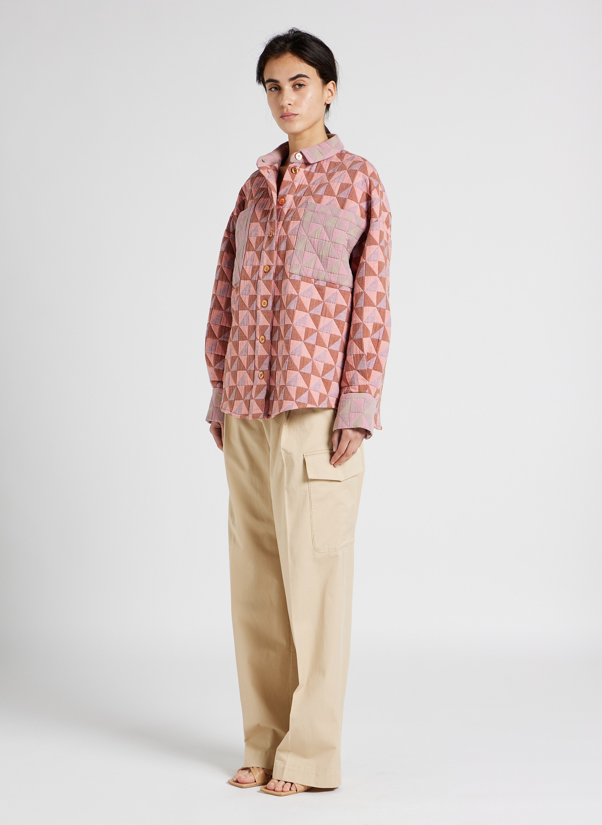 Sandales à talon en cuir MI/MAI Beige