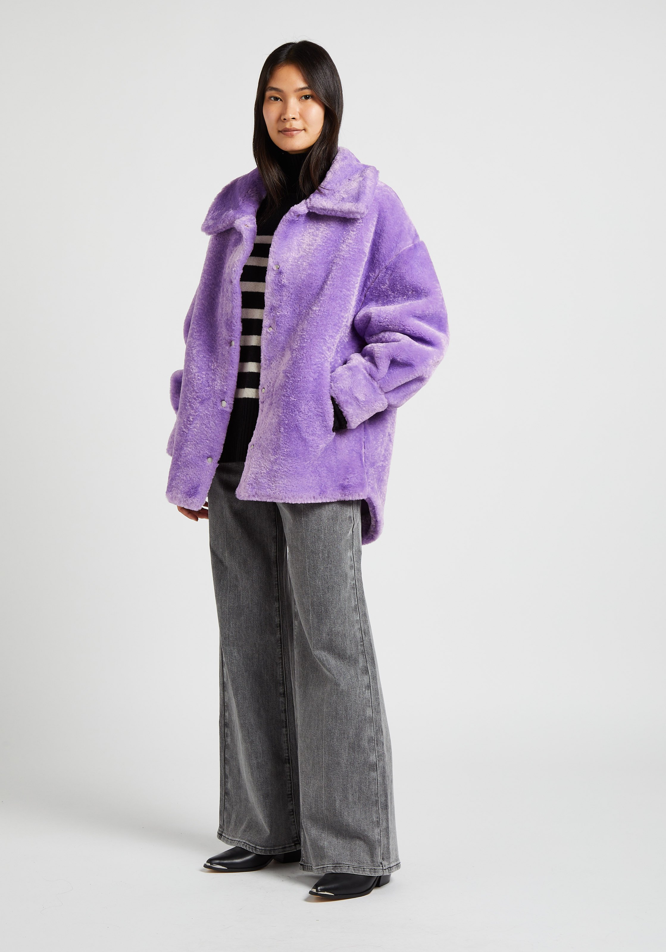 Mauve fur clearance coat