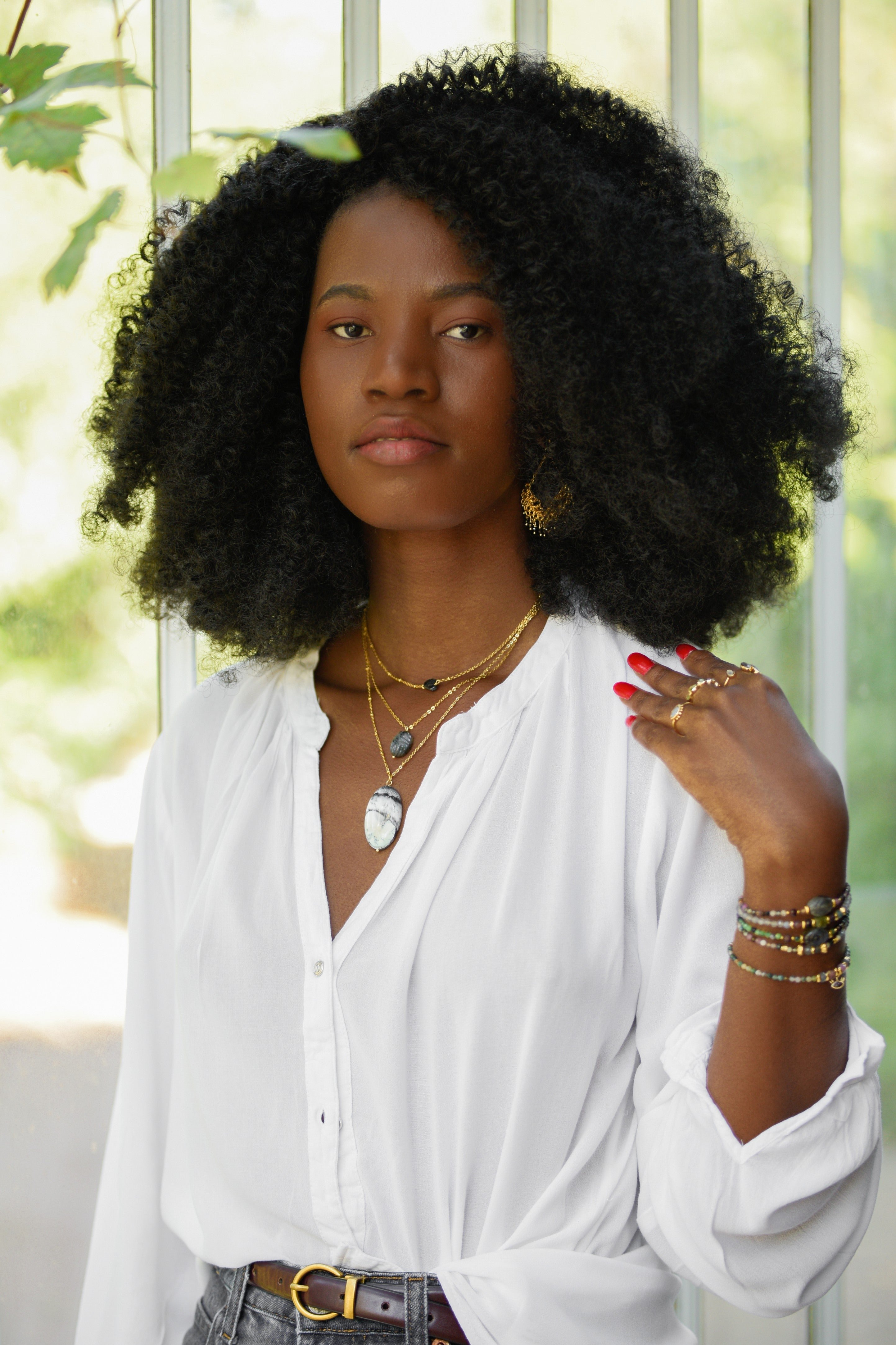 Dendritic opal necklace GINANDGER White