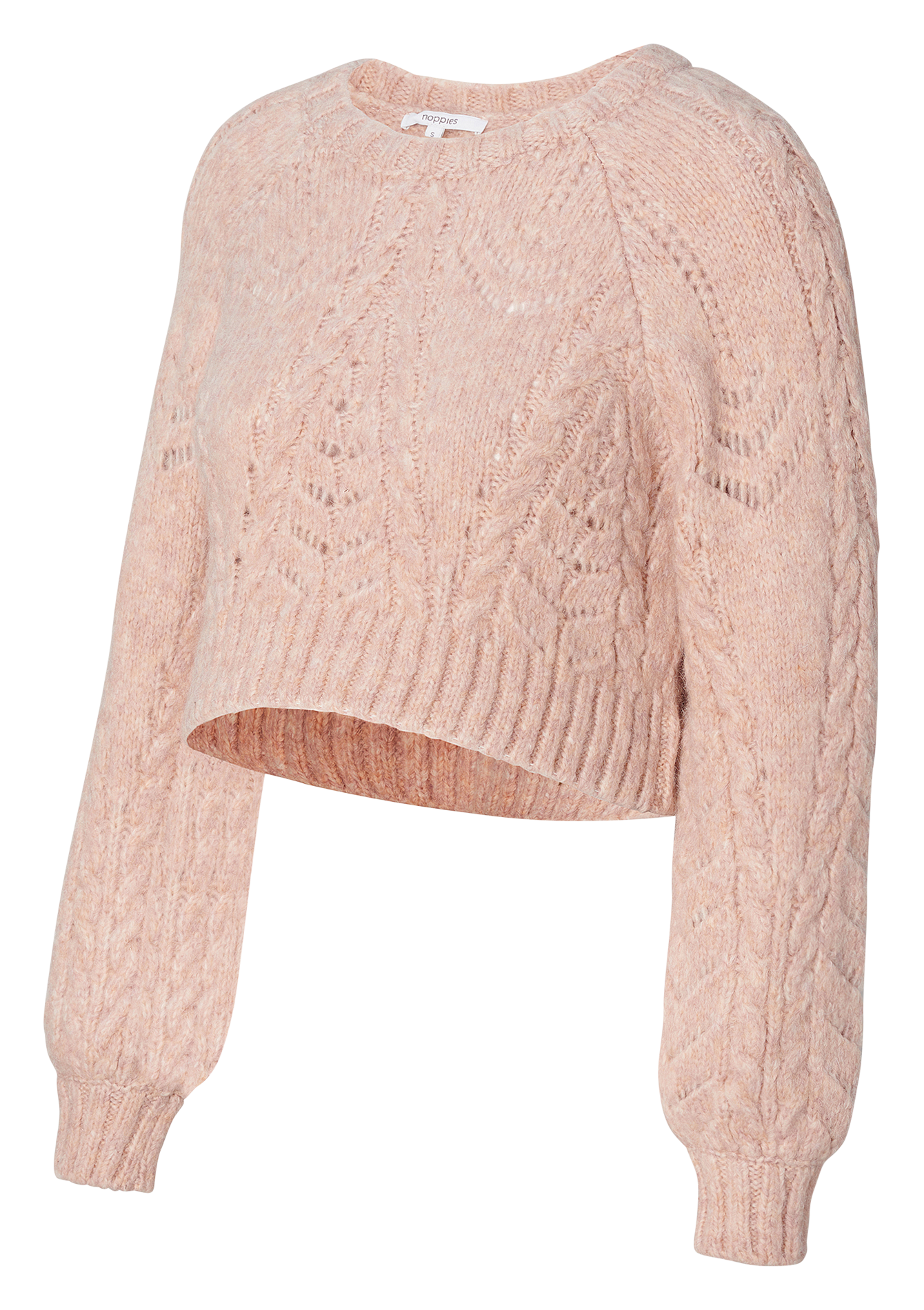 Round-neck cropped sweater NOPPIES White