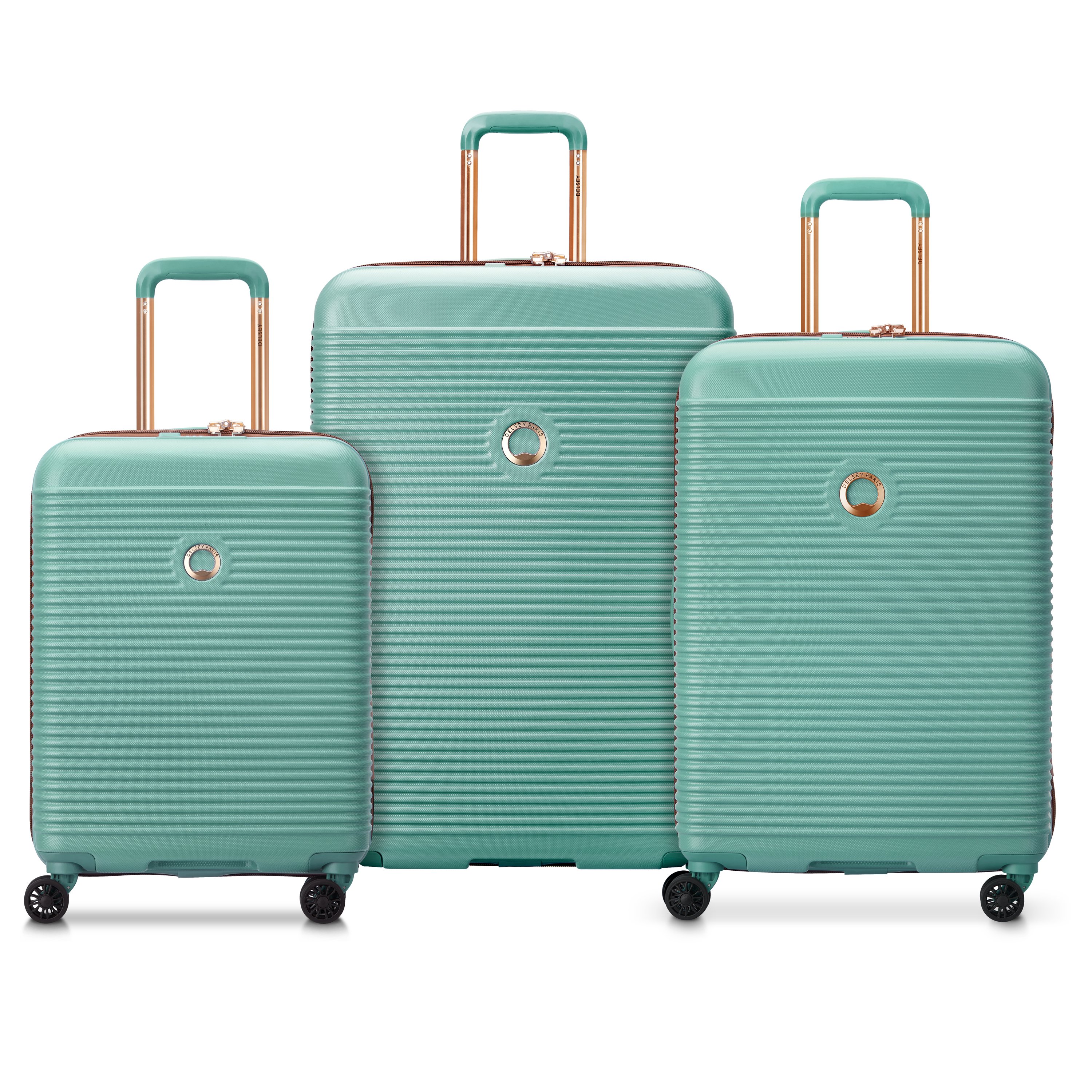 Set of 3 rigid suitcases 55 cm/ 66.5 cm/ 76 cm DELSEY PARIS Green