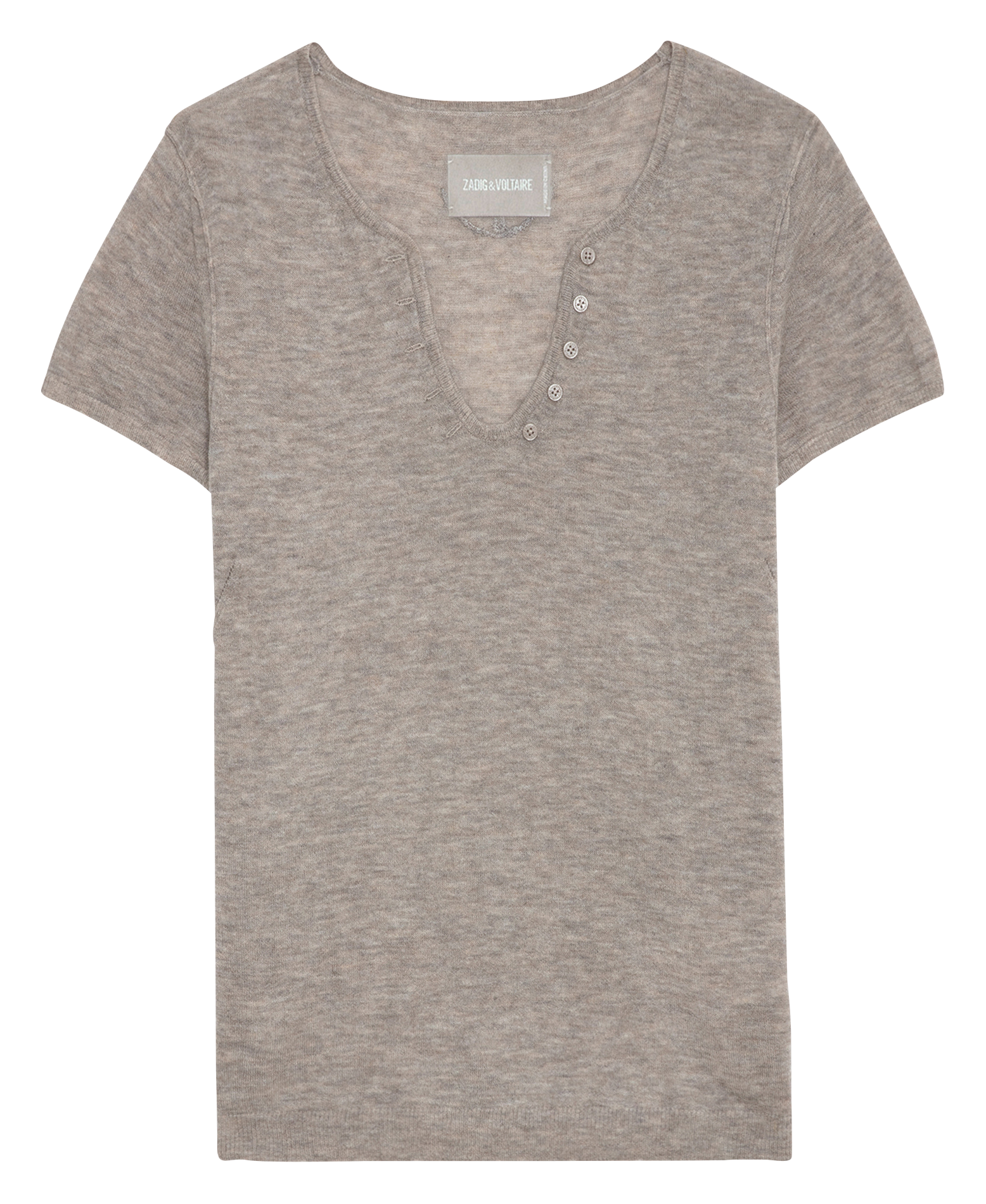 Top col tunisien droit en cachemire ZADIG&VOLTAIRE Beige