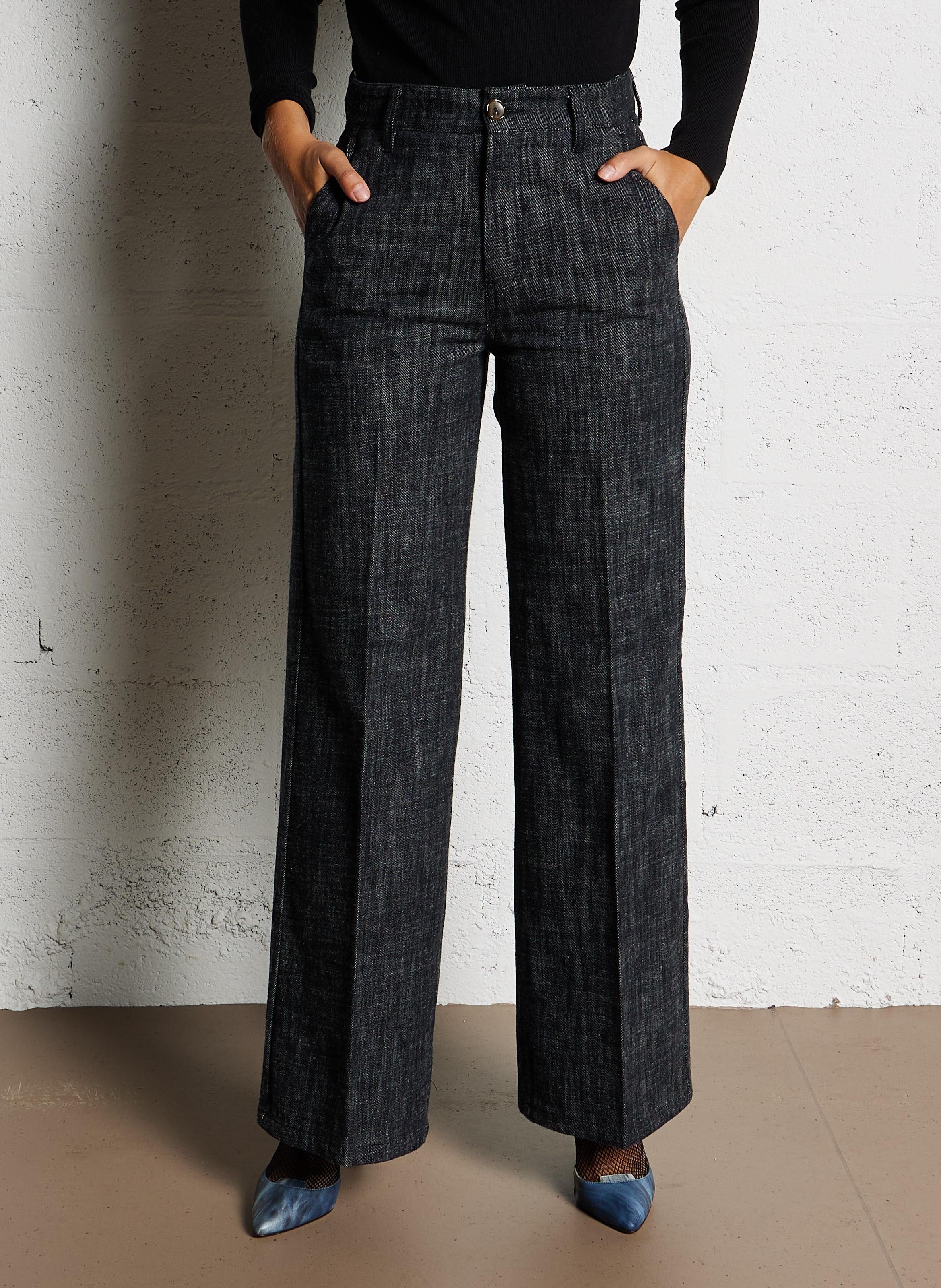 Straight cotton-blend pants ATTIC AND BARN Black