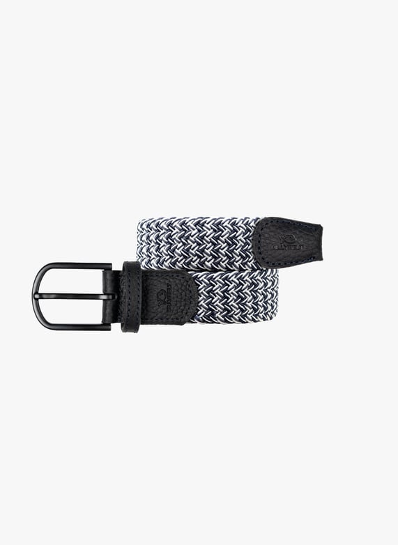 Ceinture tressée élastique multicolore Nazare Bleu marine et blanc